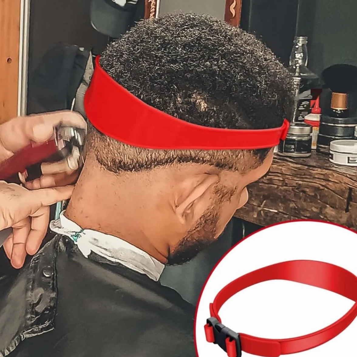 Banda Ajustable de Corte de Pelo de Silicona, 2 Piezas con Instrucciones y Plantilla para Autocortes