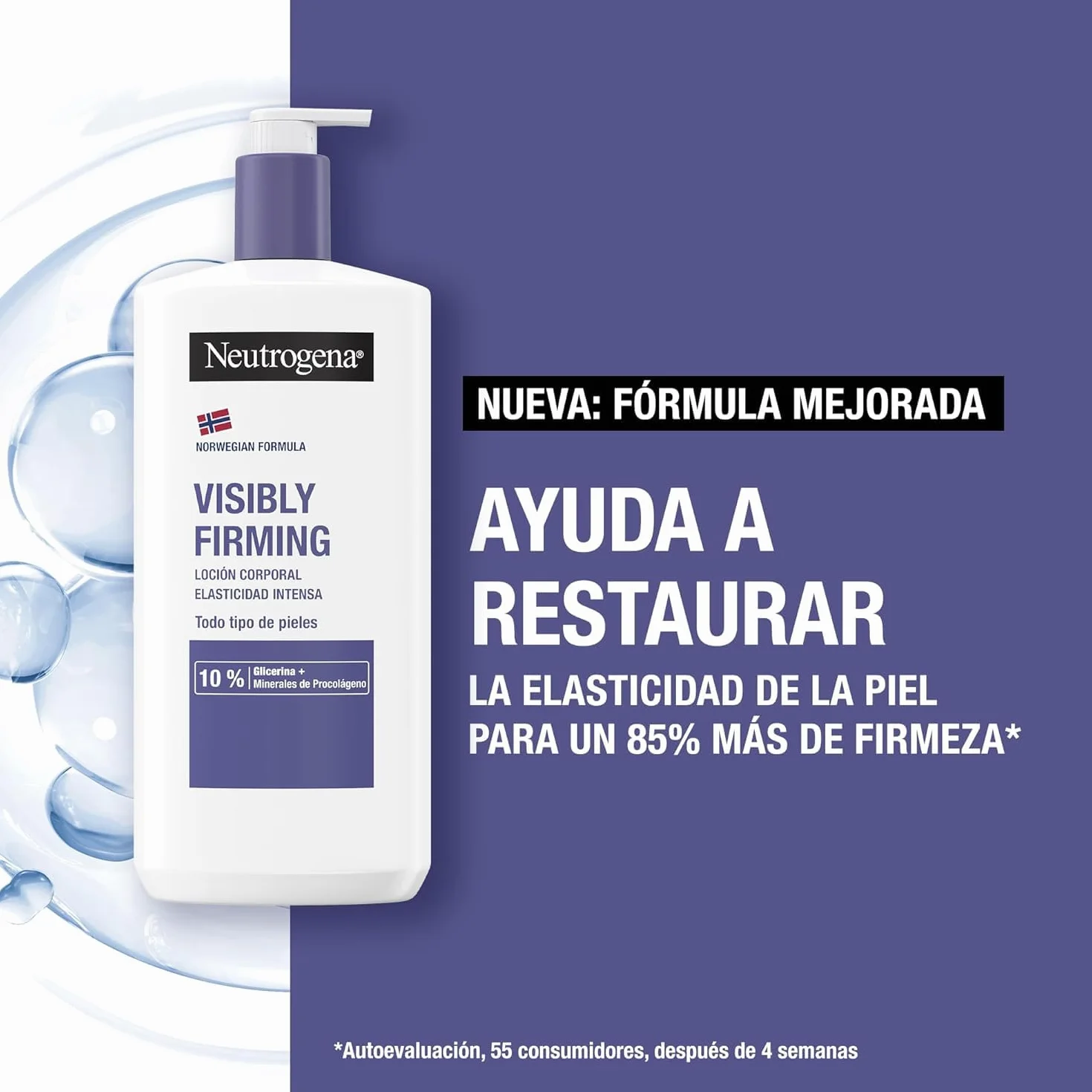 Neutrogena Fórmula Noruega Loción Corporal Visiblemente Reafirmante 2x750 ml Crema Hidratante con Glicerina y Minerales de Procolágeno