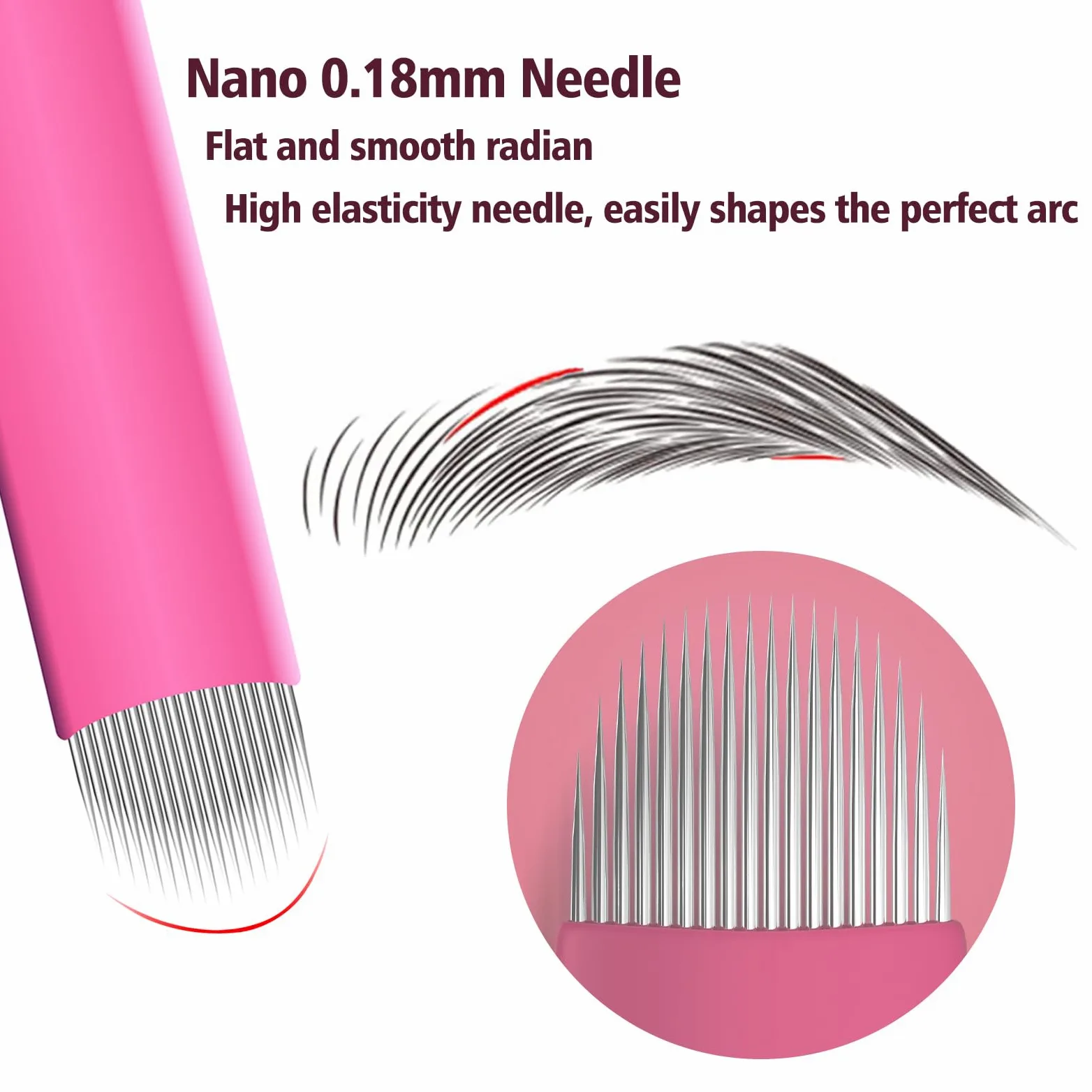 50 agujas profesionales de microfilado de 0,18 mm de diámetro, desechables, manual para cejas, tatuajes, pipas de tatuaje, suministros de maquillaje permanente, kits de microblading (18 U)