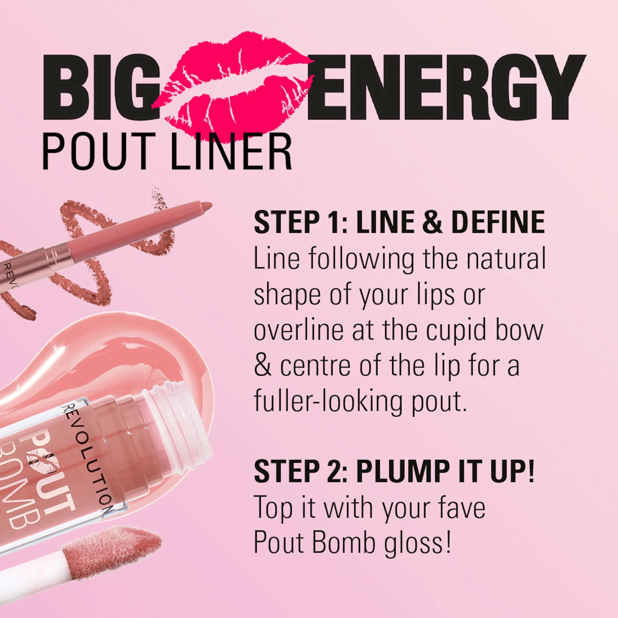Revolution Beauty Pout Bomb Delineador Voluminizador Larga Duración Ácido Hialurónico Vitamina E Transparente