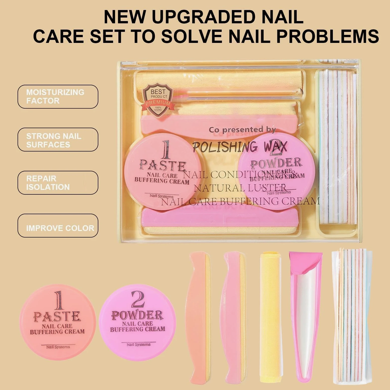 Kit de Cuidado de Uñas Con Pulidora De Y Utensilios De Belleza | Juego De Herramientas Para Cuidado Nutritivo De Uñas Para Mujeres Niñas Principiantes Salón en Casa Citas Boda Diario Fotos