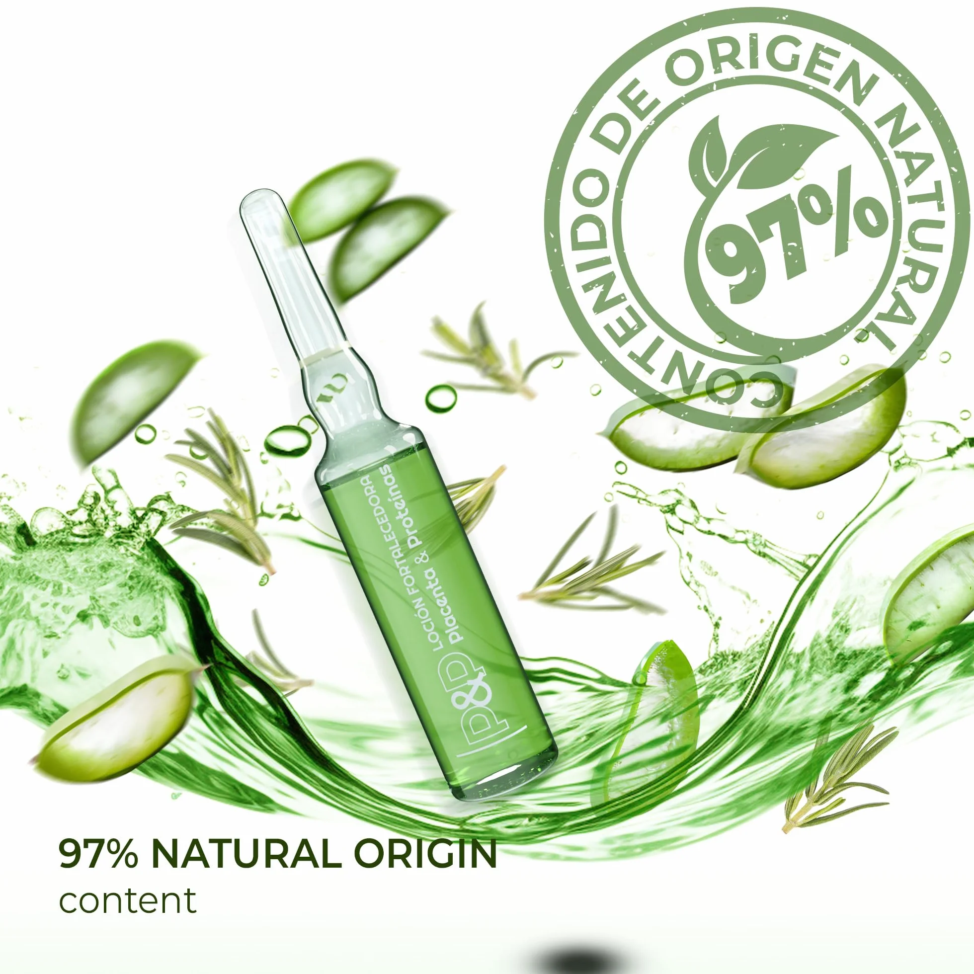 Ampollas Anticaida para el Cabello con Placenta, Romero y Aloe Vera - Tratamiento Fortalecedor - 10x10 ml