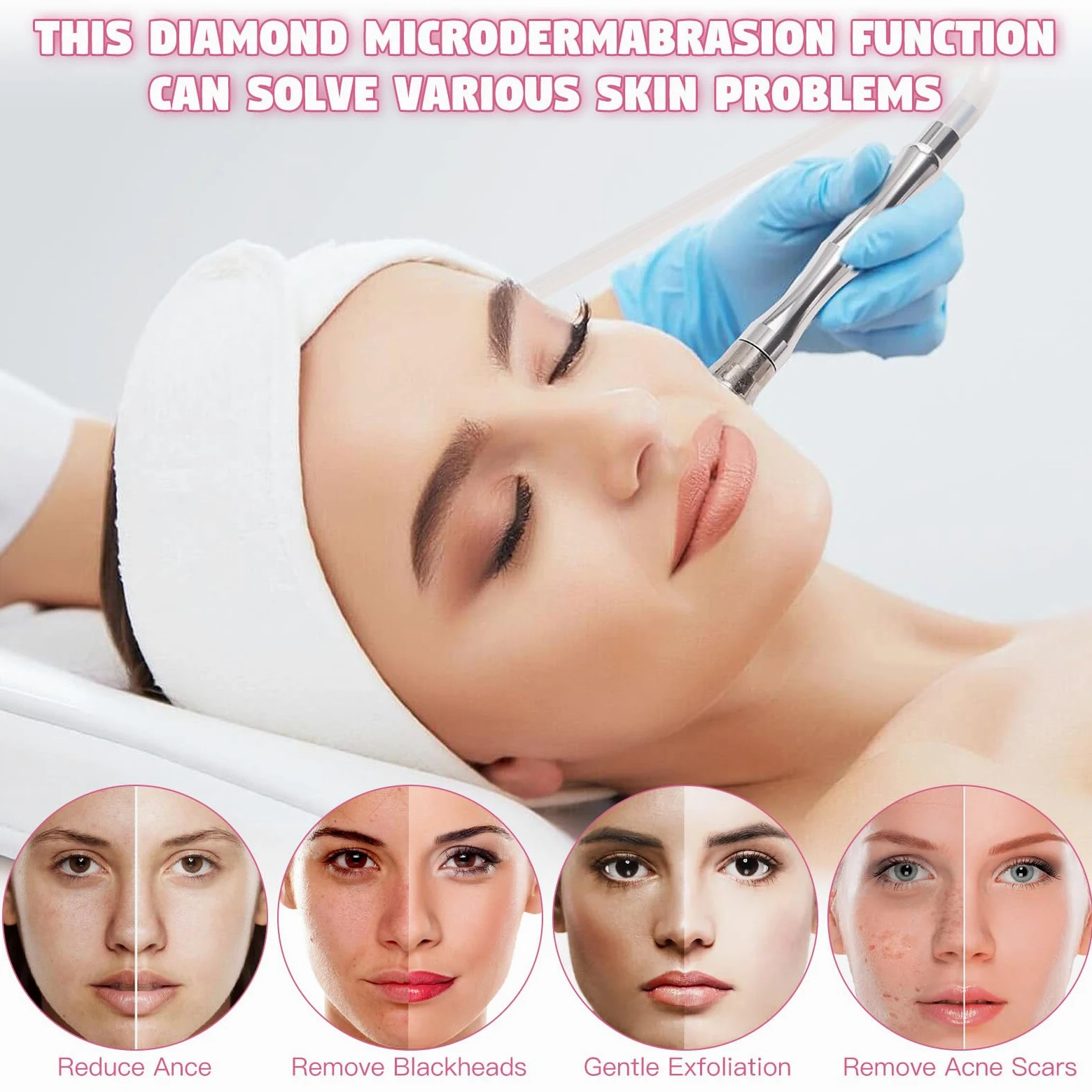 Beauty Star - Máquina de microdermoabrasión de diamante 3 en 1, máquina facial de succión de 0 a 70 cmHg, dispositivo profesional para el cuidado de la piel para uso doméstico y de salón, equipo de