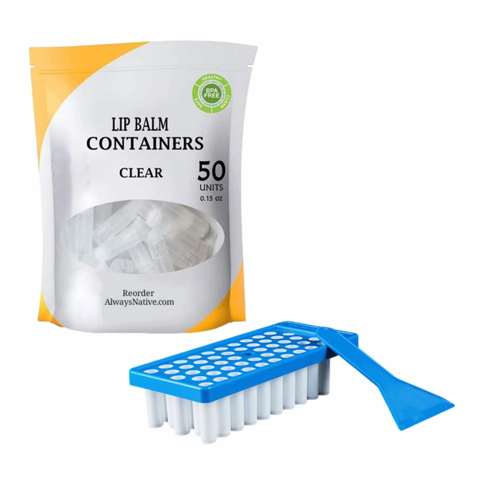 Kit de elaboración de bálsamo labial con bandeja de relleno, espátula y 50 tubos vacíos