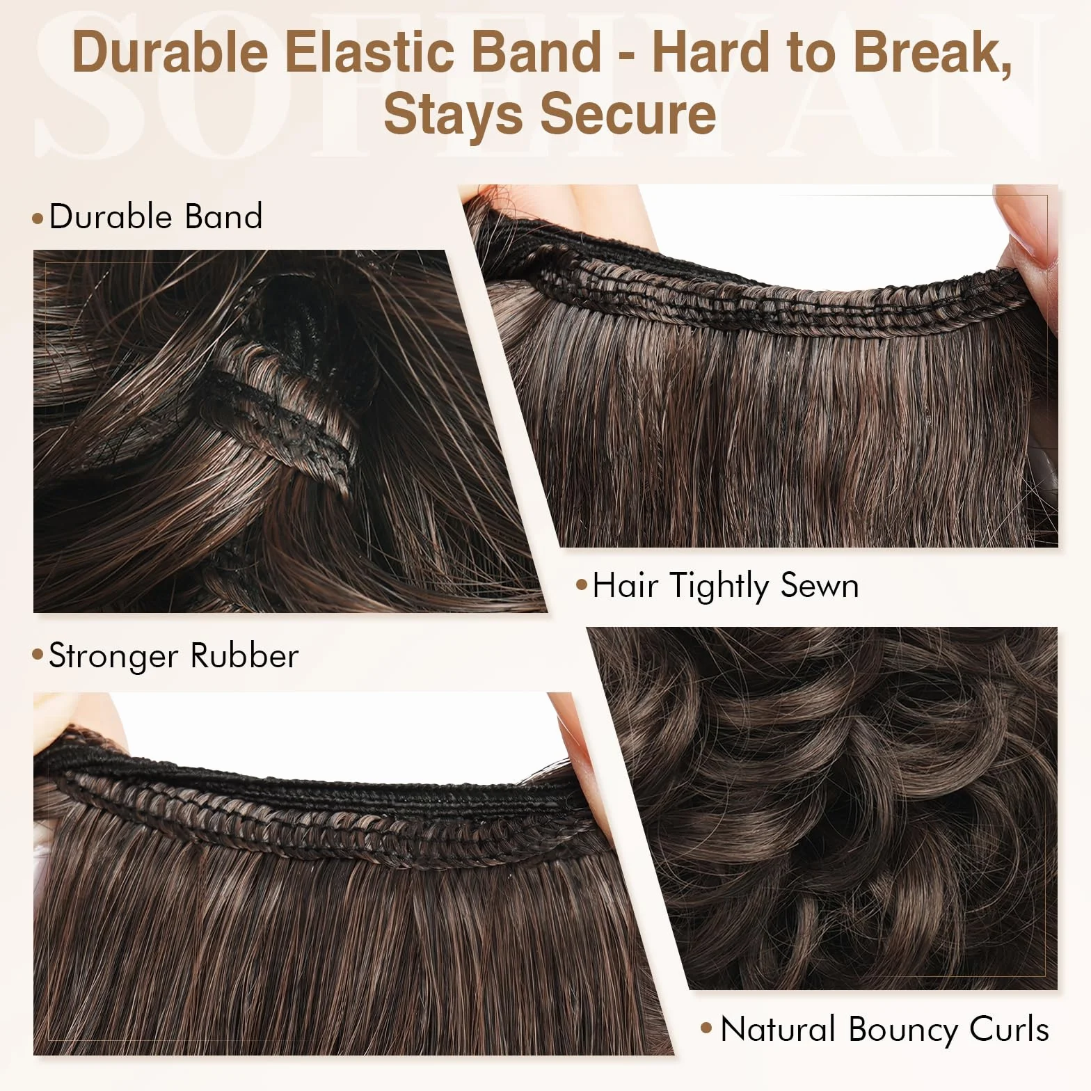 Moños Postizos con Goma Voluminoso Ondulado Sintética Donut Moño Extensiones para Mujer Rubio Ceniza Claro