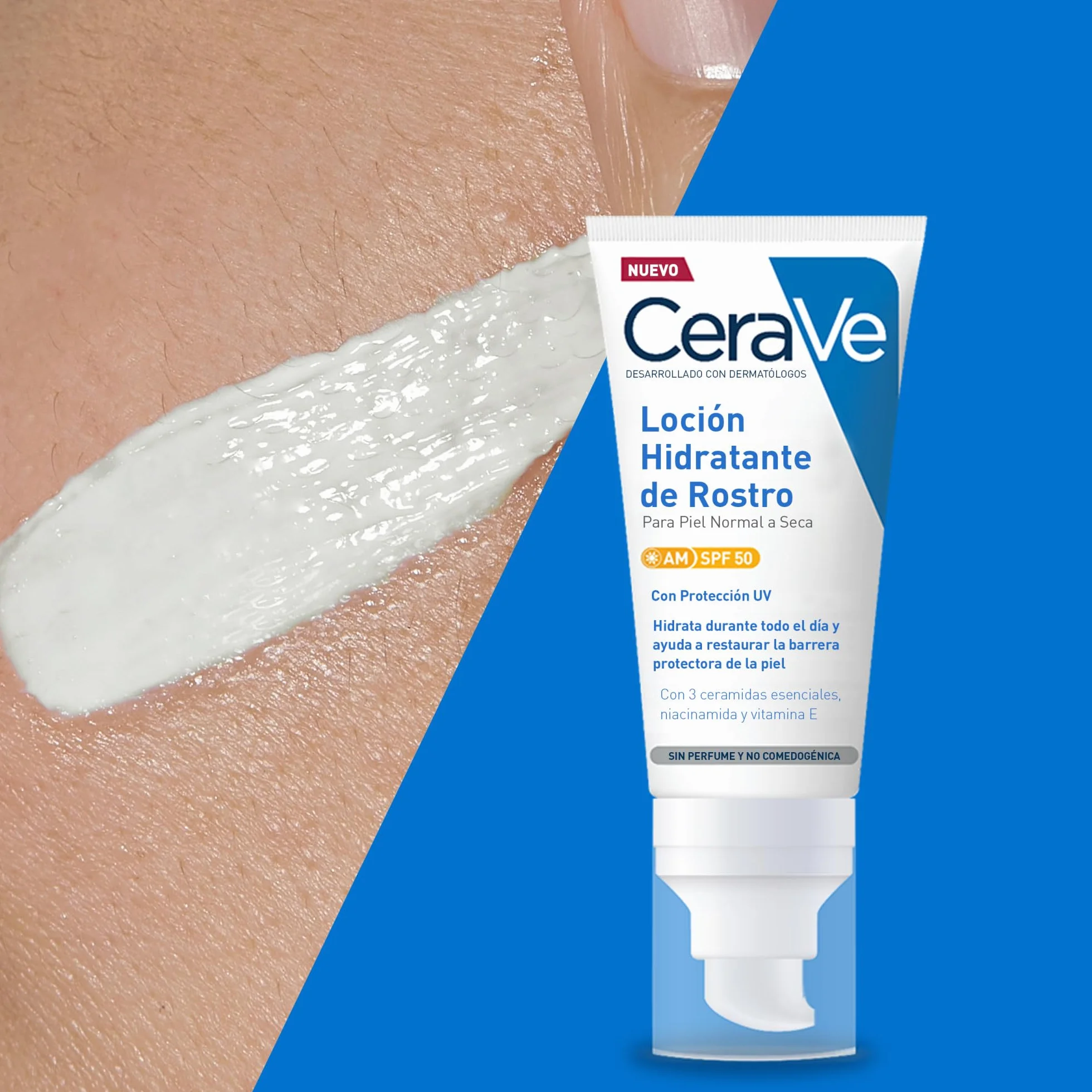 CeraVe Loción Hidratante de Rostro SPF 50 52ml para Piel Normal a Seca