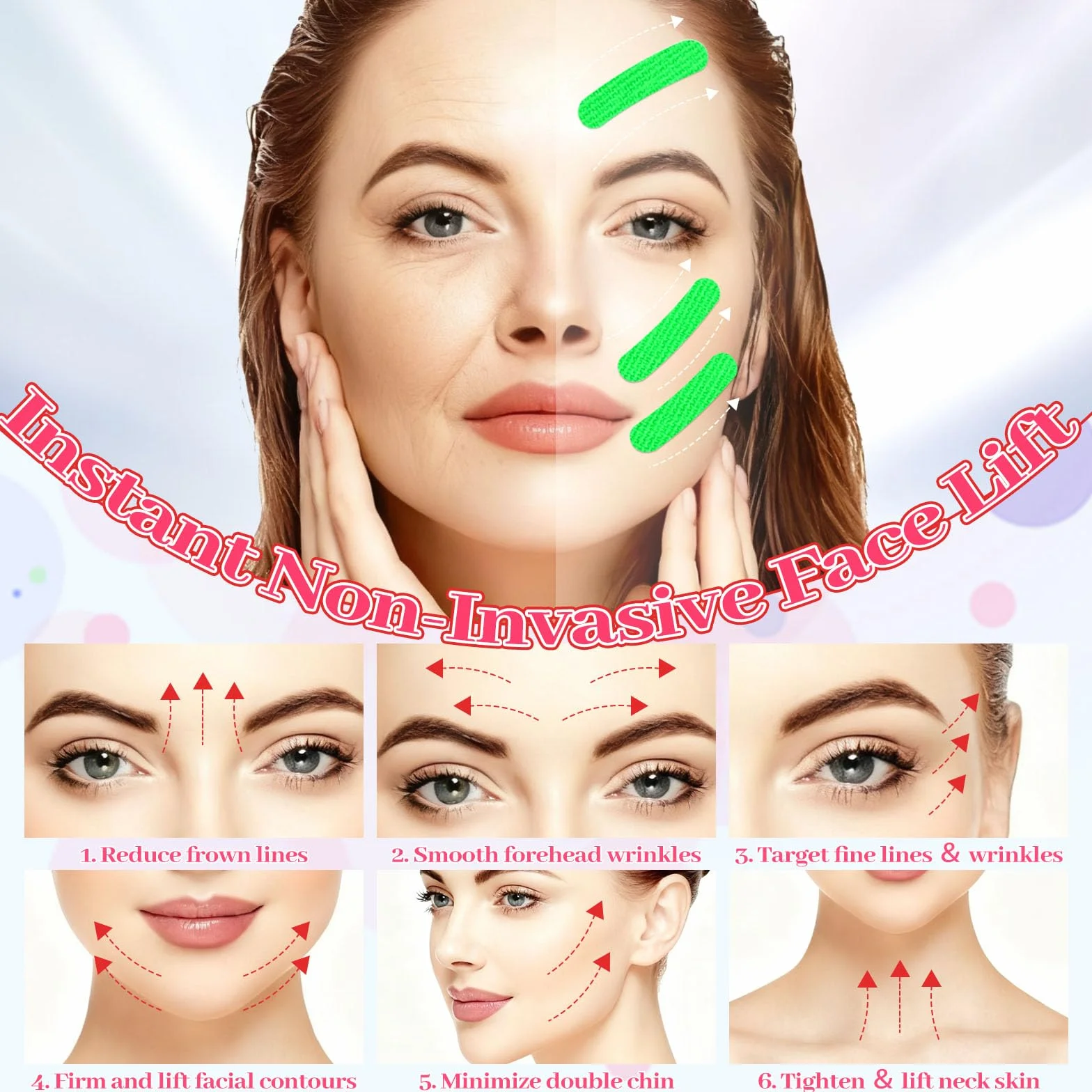 Cintas Kinesiológicas Faciales 5mx2,5cm Face Tape Lifting Reafirmante con Tijera