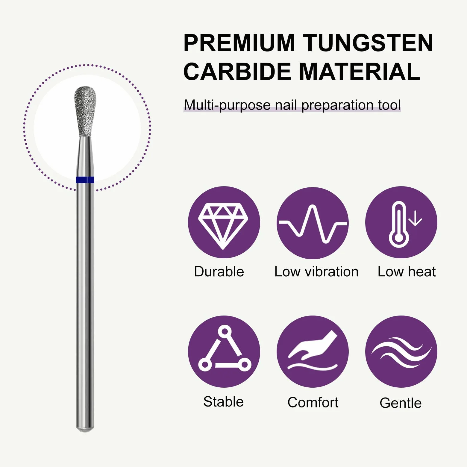 Broca de uñas para limpiar cutículas, brocas de carburo de diamante de 3/32 pulgadas, seguridad profesional, manicura rusa para limpiar debajo de las uñas, para cutículas, piel muerta, salón