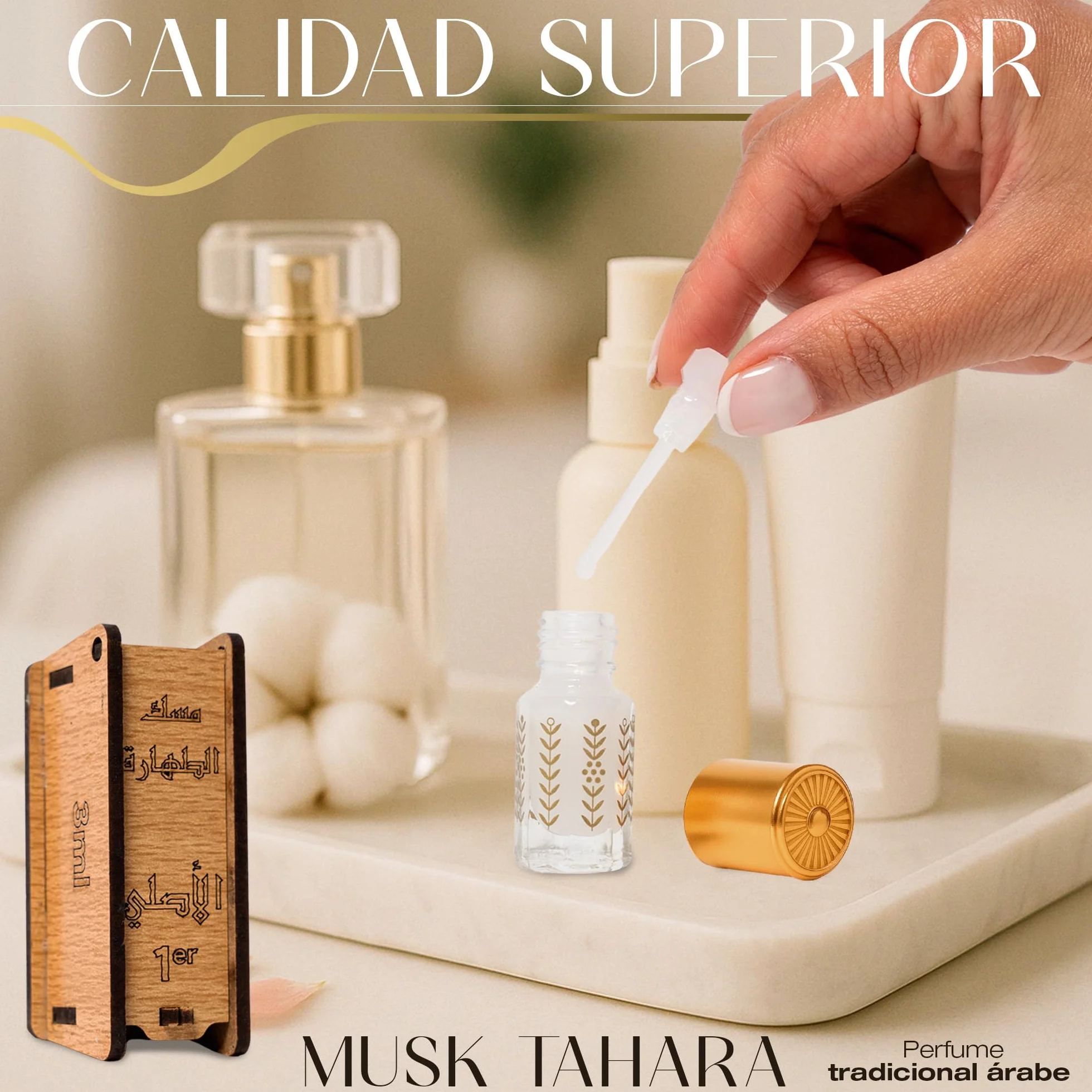 Musk Tahara 3ml | Almizcle Blanco, Aceite Esencial para Purificación después de la Menstruación, Perfume Árabe Mujer, Libre de Alcohol y Apto para Piel Sensible, Textura Cremosa