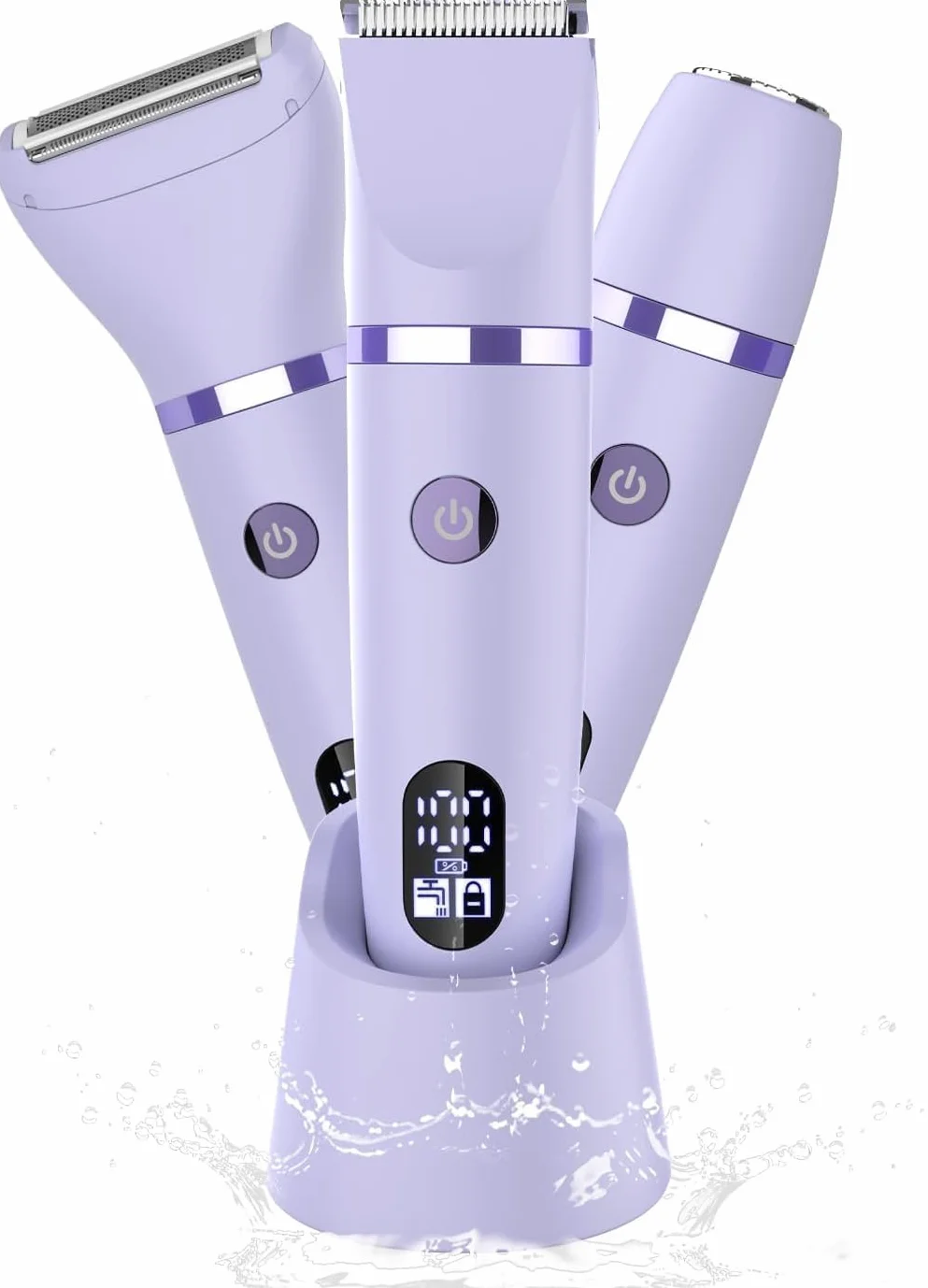 Afeitadora eléctrica para mujer 3 en 1 impermeable pantalla LCD seco/mojado