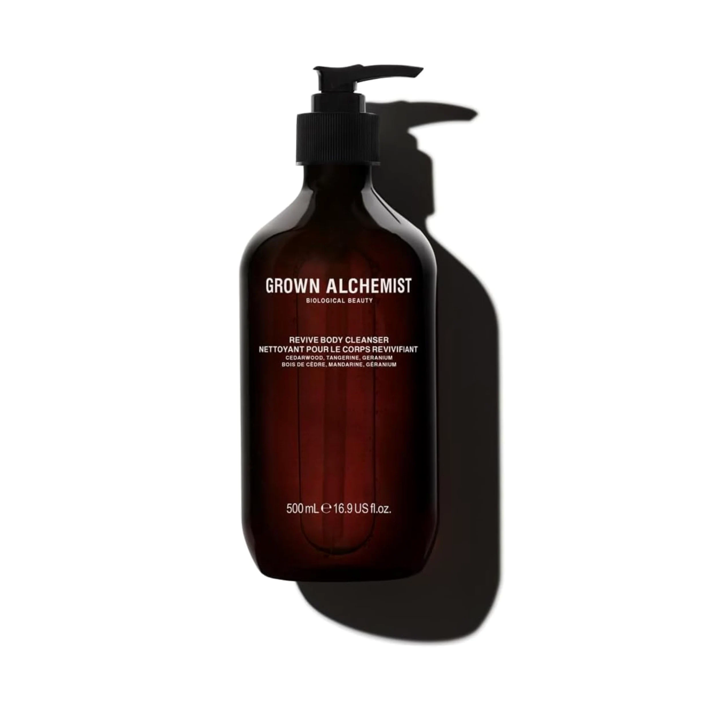 Grown Alchemist Revive Gel de Ducha - Geranio, Mandarina, Madera de Cedro - Gel Ducha Orgánico, Exfoliante Piel Sensible, Hidratante y Equilibrante, Jabón Neutro Antioxidante de Lujo - 500 ml