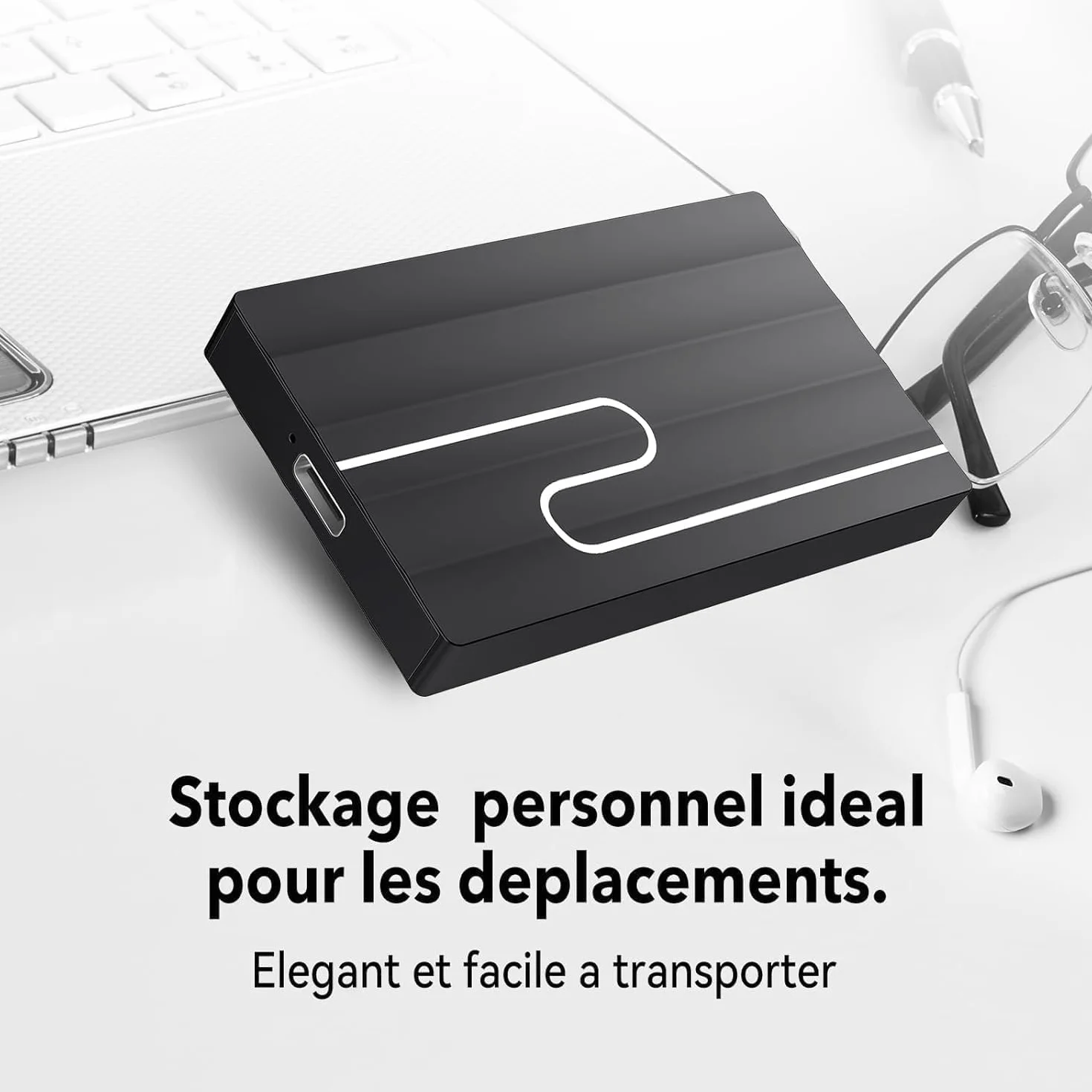 LUDEN'S 2TB Disco Duro Externo Ultra Slim 2.5" Portátil Negro
