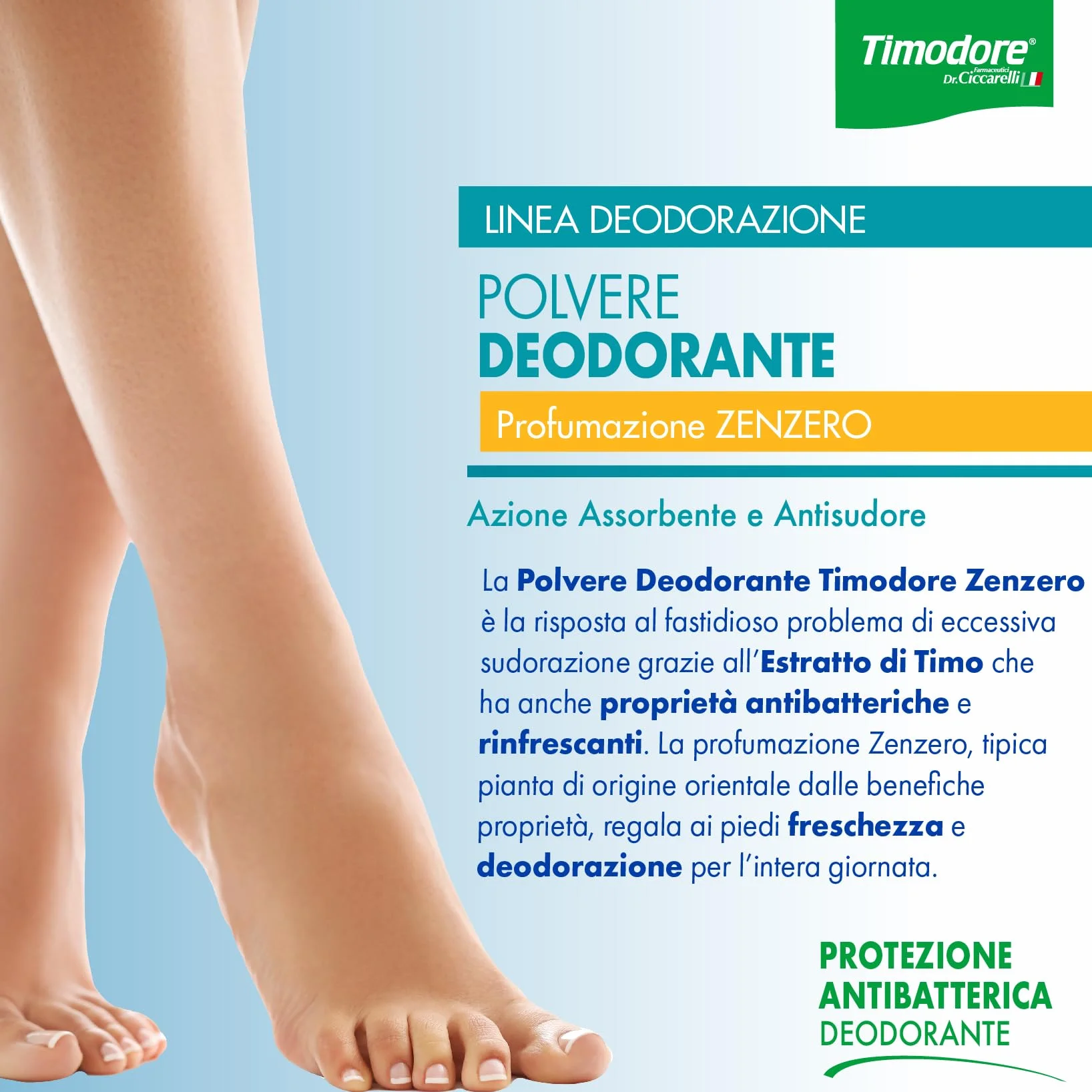 Polvo Desodorante de Jengibre Timodore 75 gr Antitranspirante para Pies