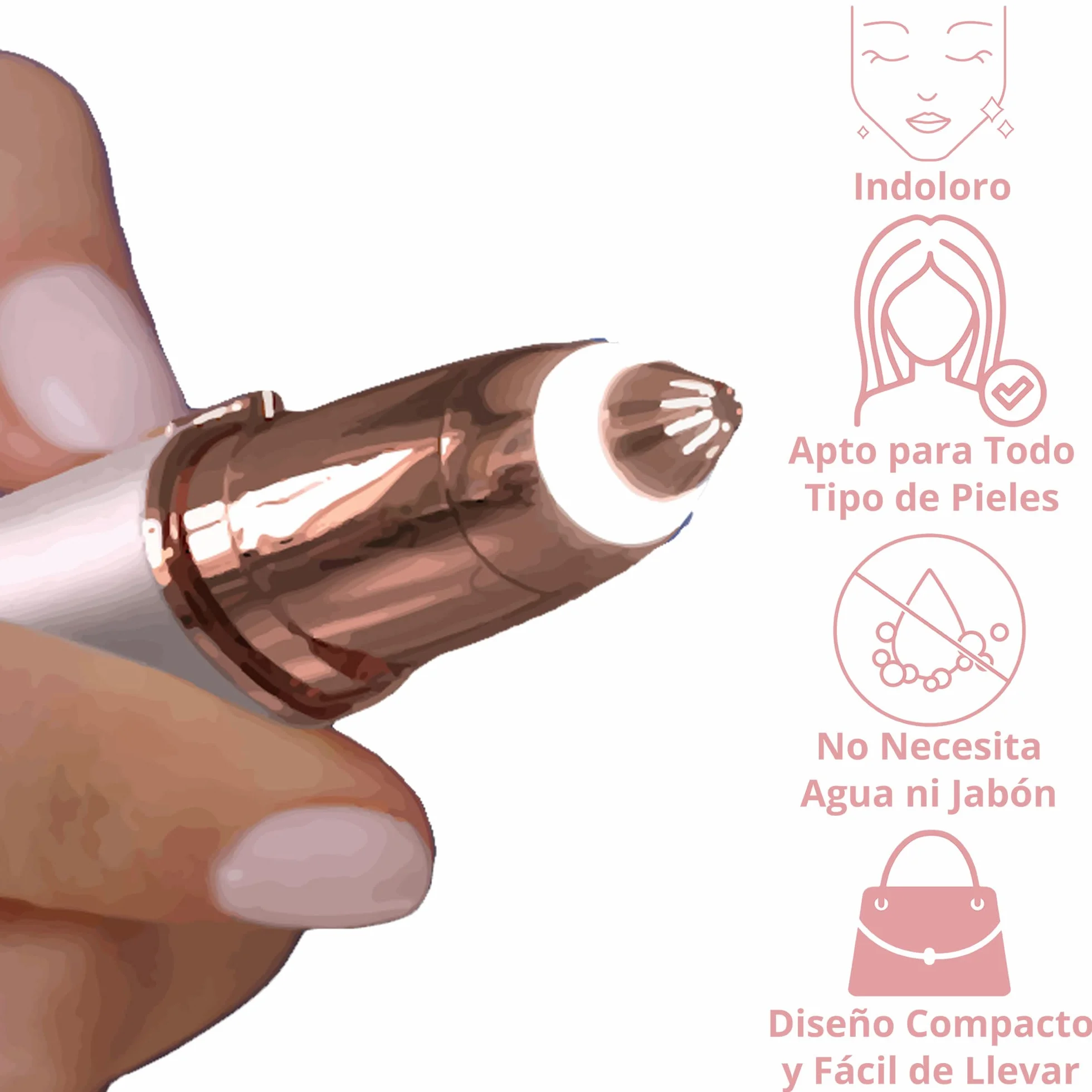 Finishing Touch Flawless Cejas, Depiladora de Cejas Indolora Apta para Pieles Sensibles, Cabezal Hipoalergénico chapado en oro de 18 Quilates, Blanco