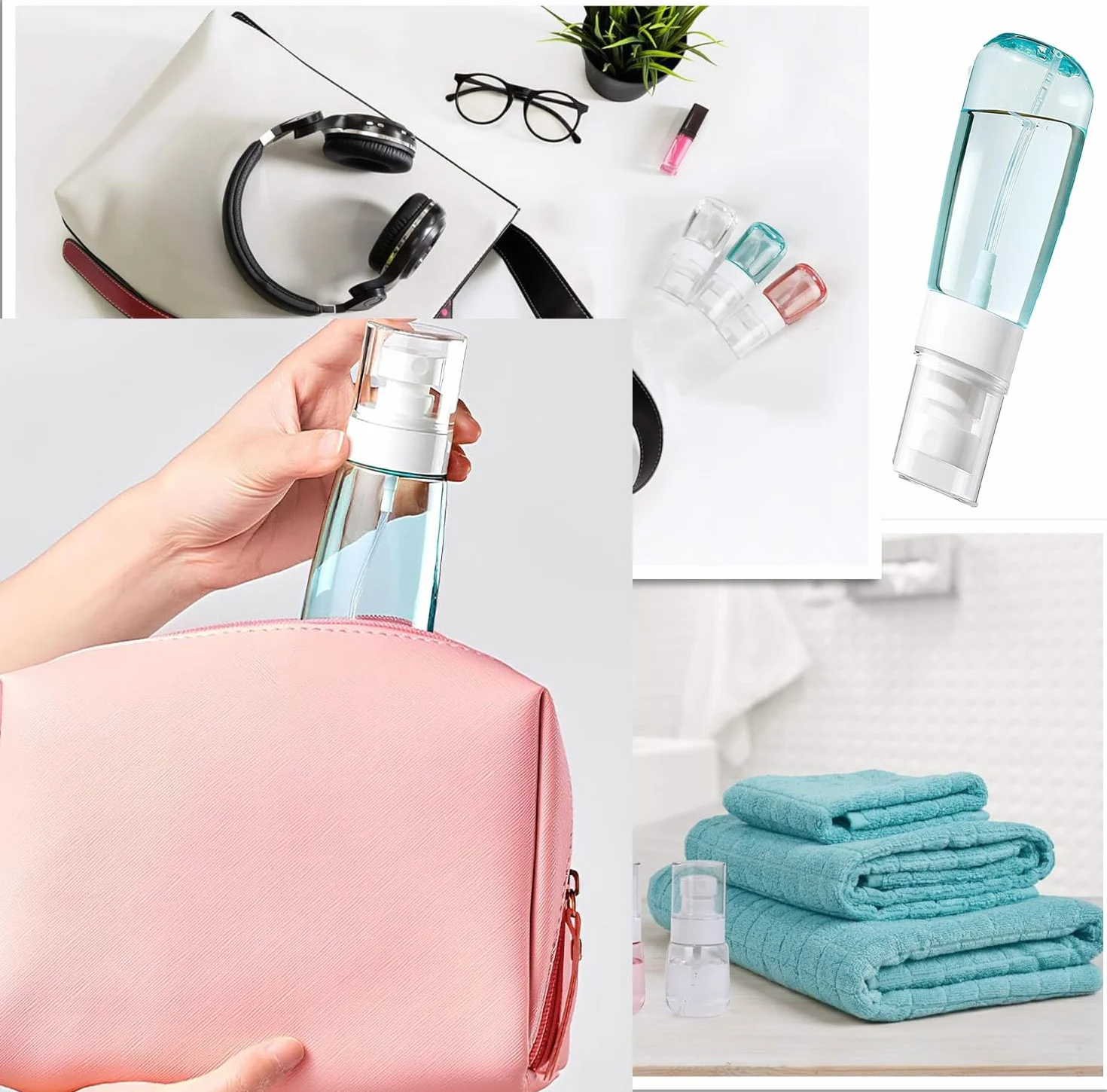 Spray Botella 3 Piezas Atomizador Transparente Vacío 60ML Viaje Perfume Maquillaje Agua Alcohol Contenedor