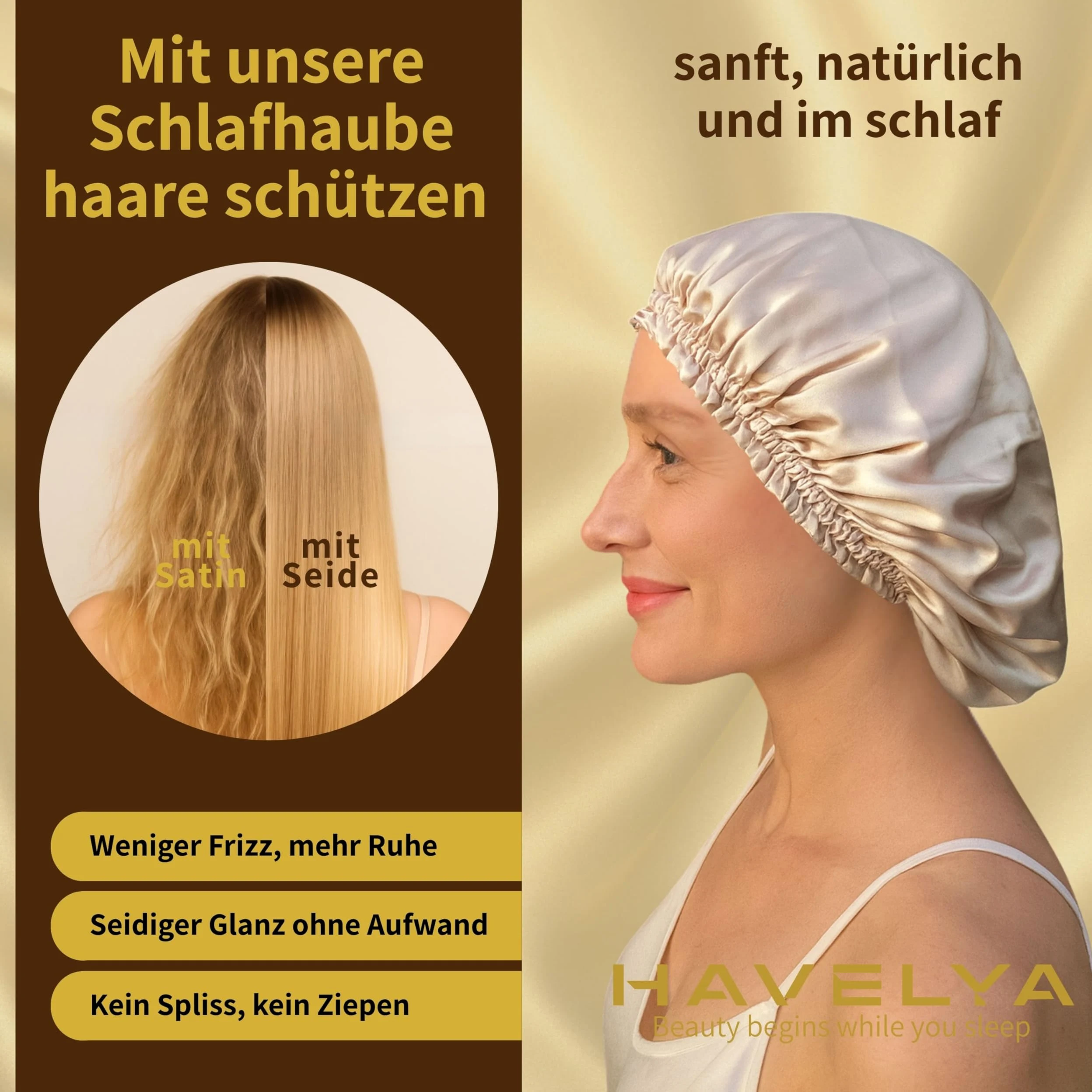 Gorro de seda para dormir de seda de morera de 22 mommes. Gorro de dormir antideslizante y antiarañazos, contra el encrespamiento, rotura del cabello, puntas secas e ideal para cabello largo, rizos y