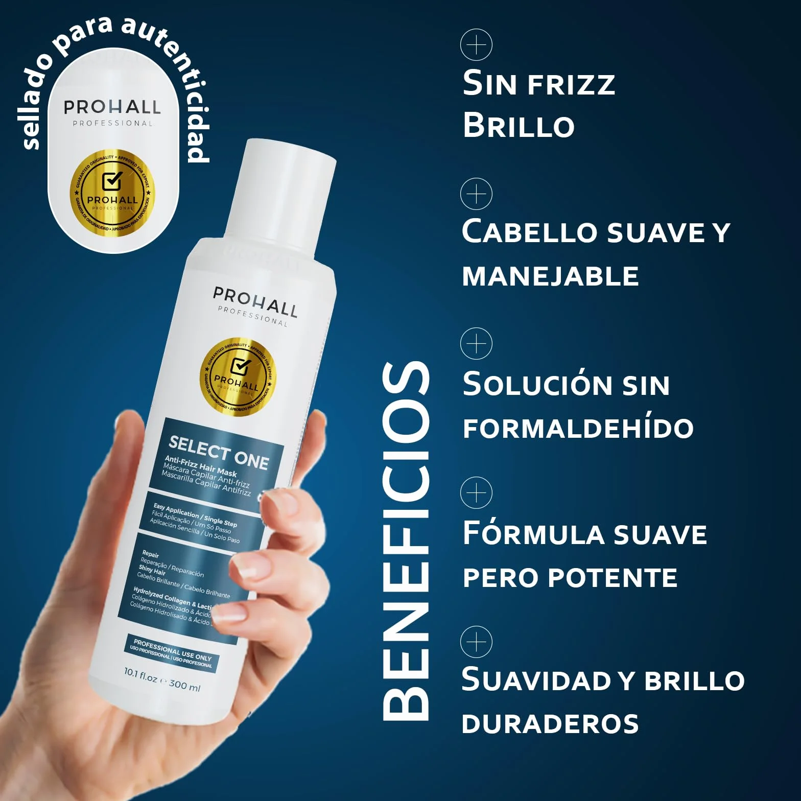 Prohall Professional Keratina Alisar el Cabello Tratamiento Alisado Brasileño Sin Formol 300ML 10.1Oz