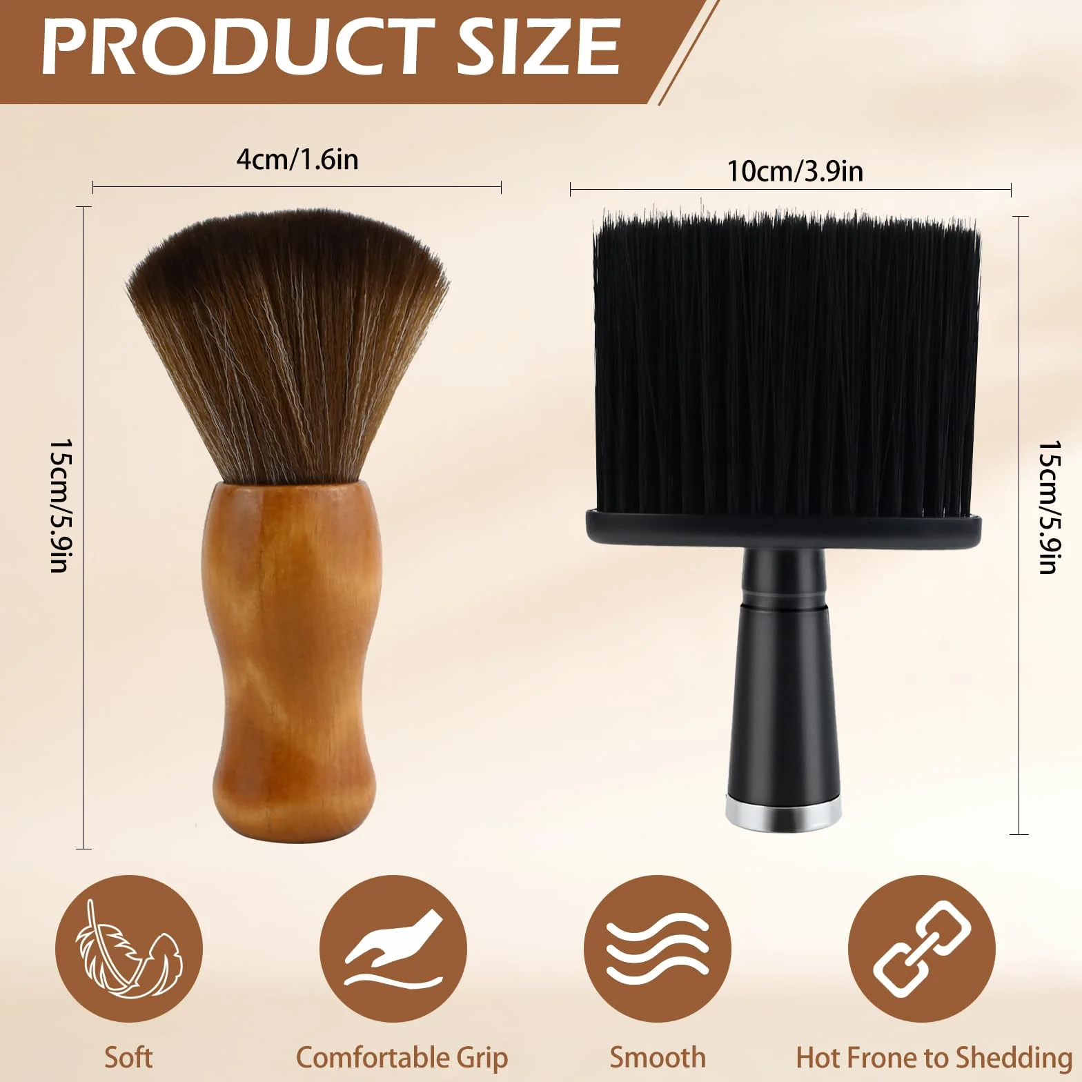 VINEST Cepillos Suaves para Peluquería Mango de Madera Profesional