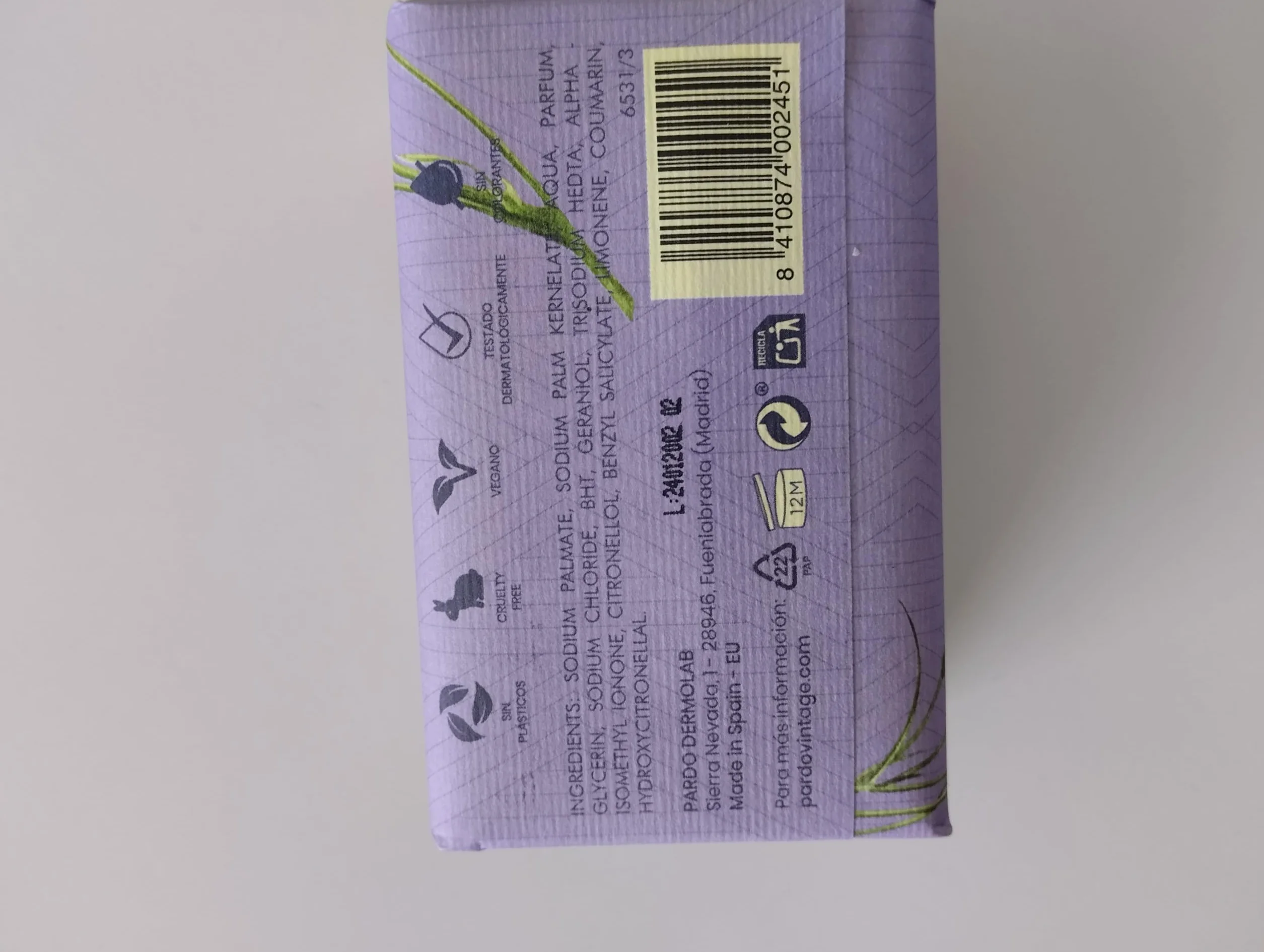 Pardo Jabón Natural Vintage Camino a Madrid Fresa y Violeta 200 g Pastilla sólida
