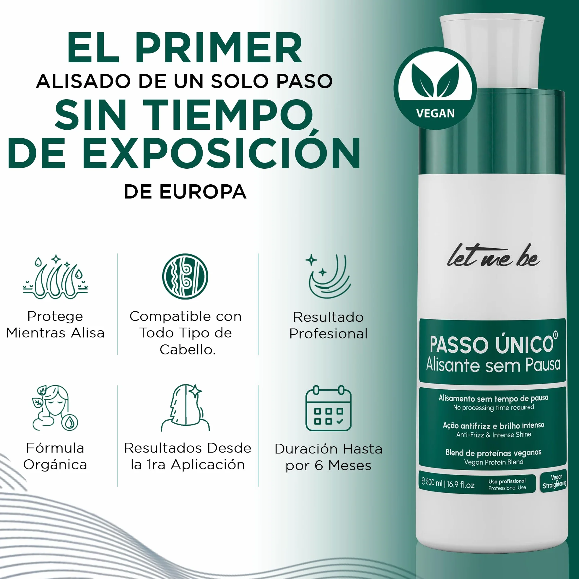Alisado Brasileño Instantáneo Sin Formol Orgánico Vegano 1L con Aminoácidos, Keratina y Proteínas Vegetales
