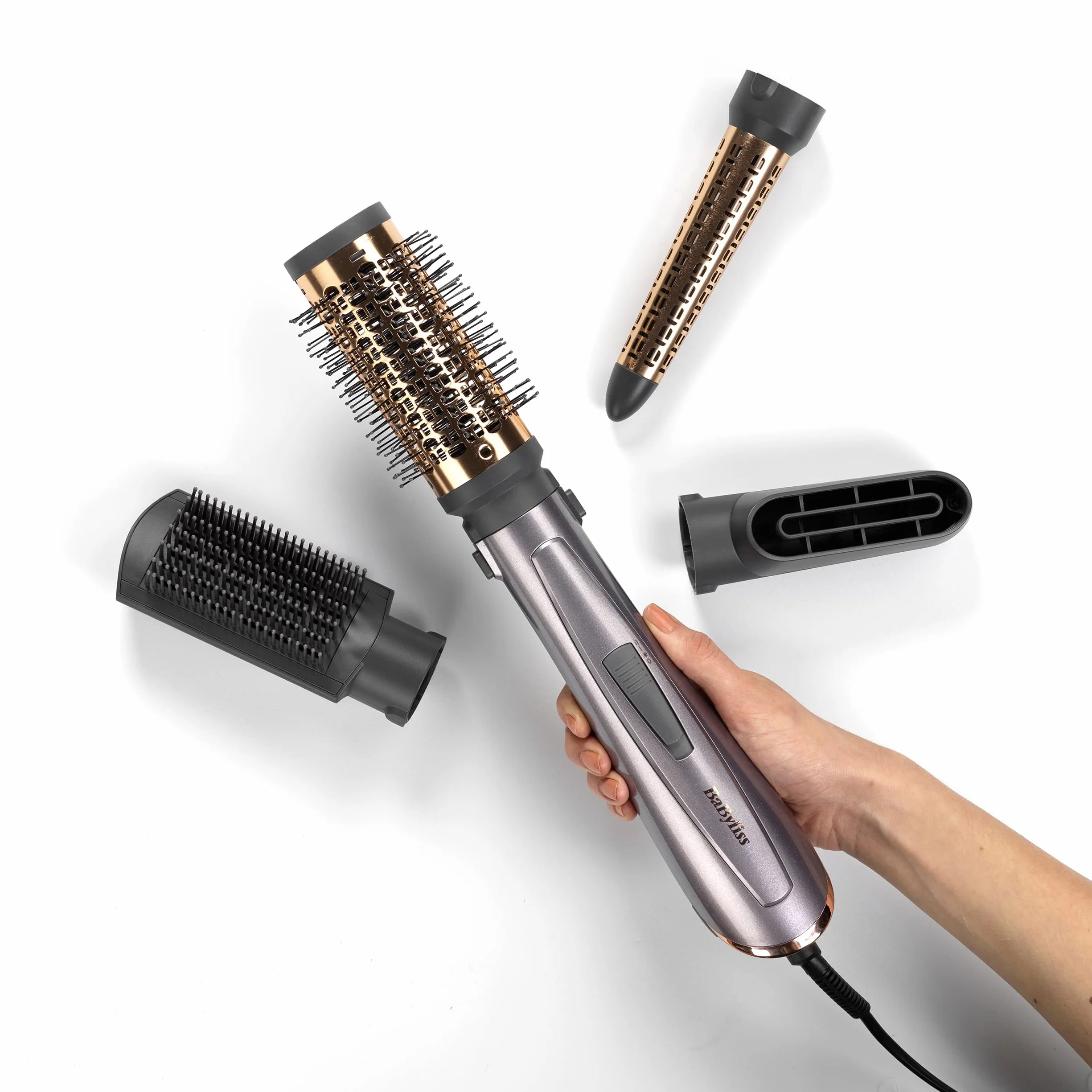 BaByliss Style 1000 Cepillo de Aire Secador de Pelo Todo en Uno 1000 W Iónico Antiencrespamiento 4 Accesorios