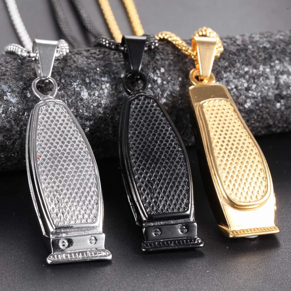 PAURO Collar Hombres Acero Inoxidable Eléctrica Barbero