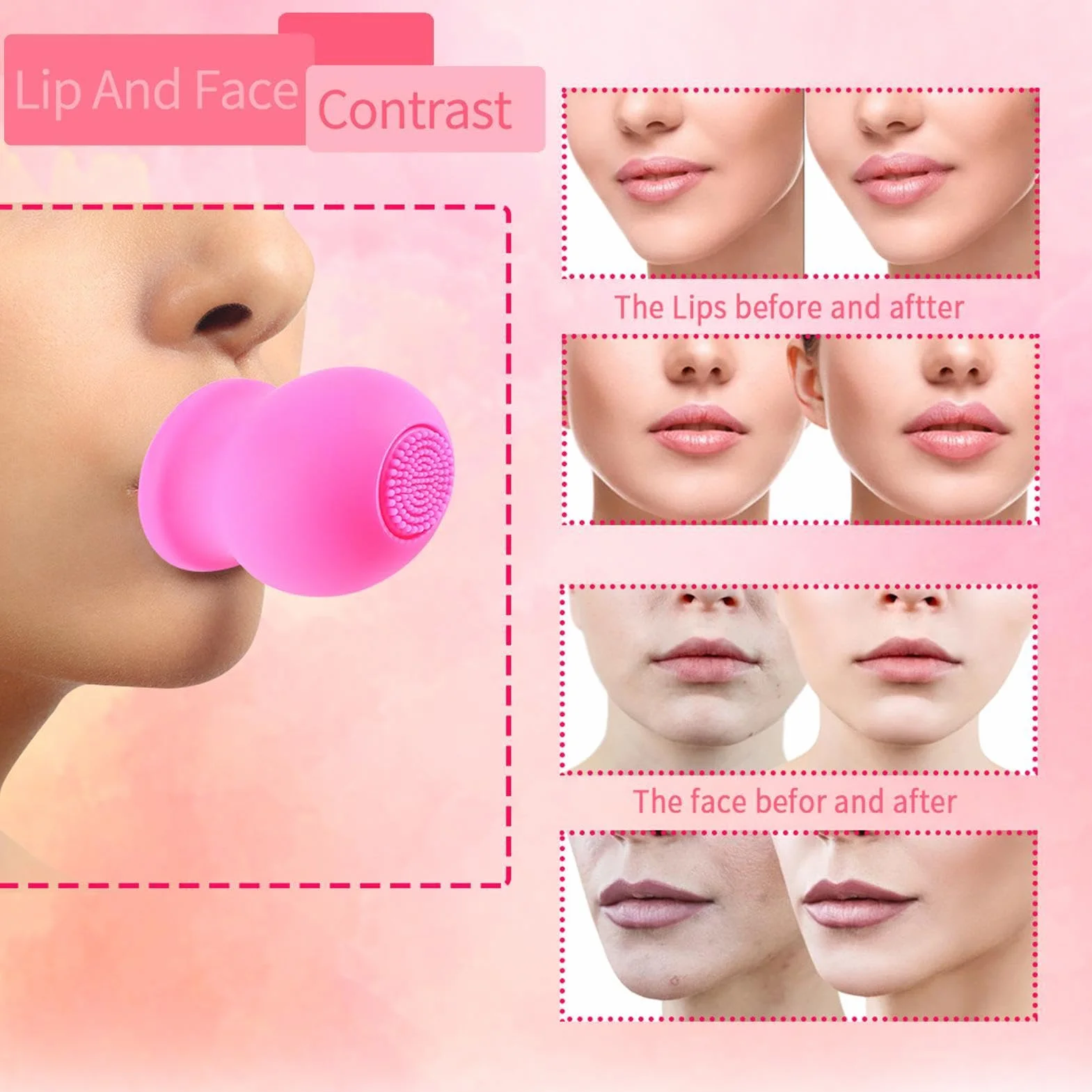 Plumper de labios de silicona con cepillo potenciador de succión multiusos