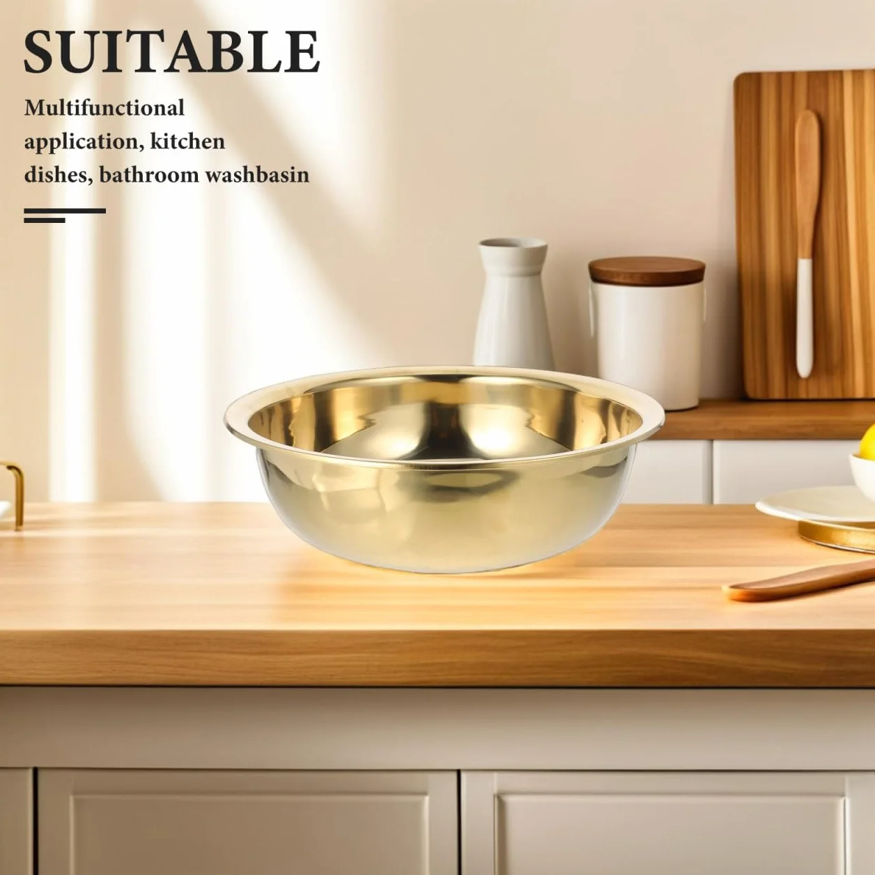Tofficu Lavabo Multifuncional De Acero Inoxidable 38 Cm Grueso Resistente Para Verduras y Pies Uso Doméstico y Viajes Cuenco Sin Decoración De Alegría