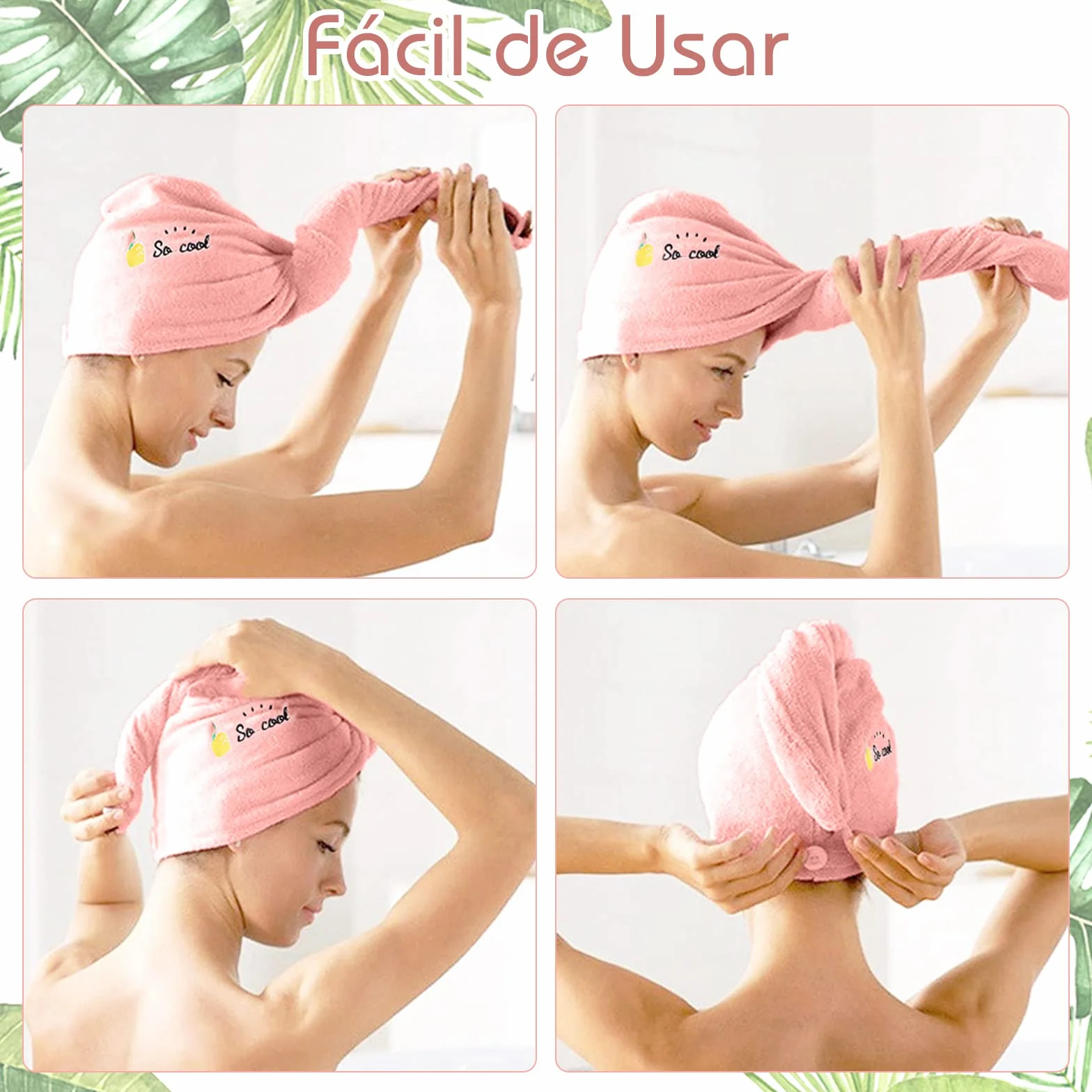 VEGCOO Toalla para el Cabello Turbante Seca Pelo Mujer Superabsorbente Secado Rápido Microfibra