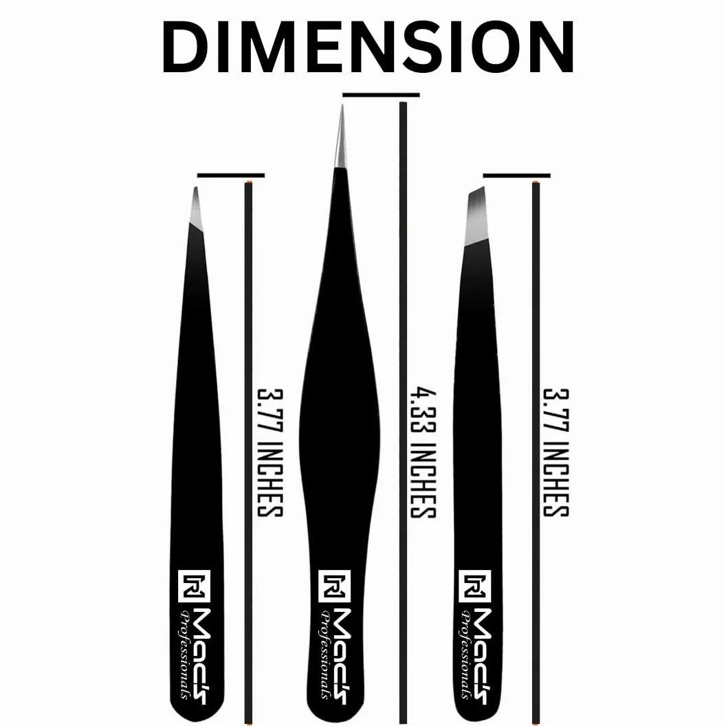 Juego de pinzas – para depilar cejas, vello encarnado, lo mejor para el vello de las cejas, depilación facial, precisión de acero inoxidable, puntas puntiagudas que se unen perfectamente. (Juego de 3