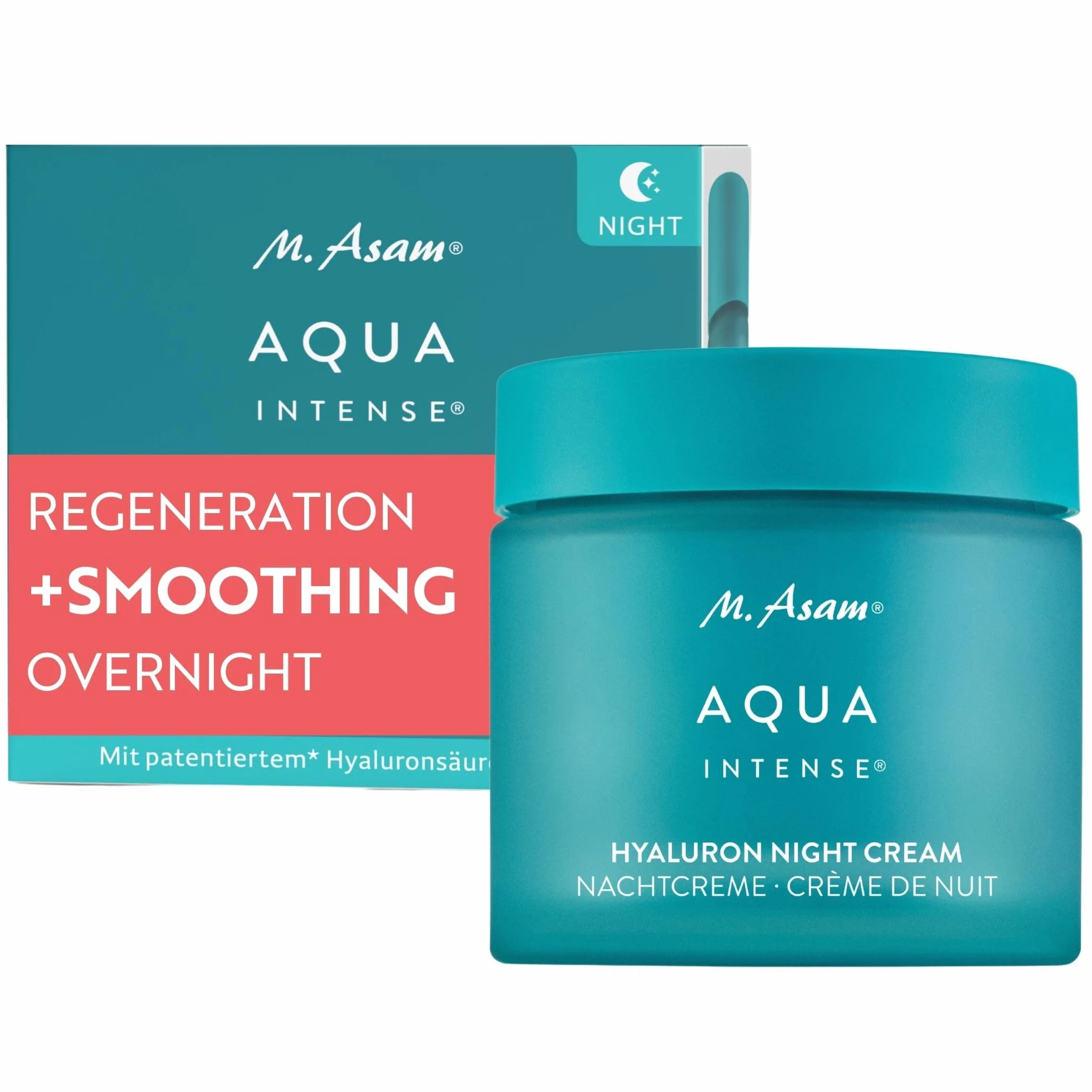 M. Asam Aqua Intense Crema de noche (100 ml) | Crema facial Hyaluron para hidratación intensa, regeneradora, con silicio y aceites vegetales