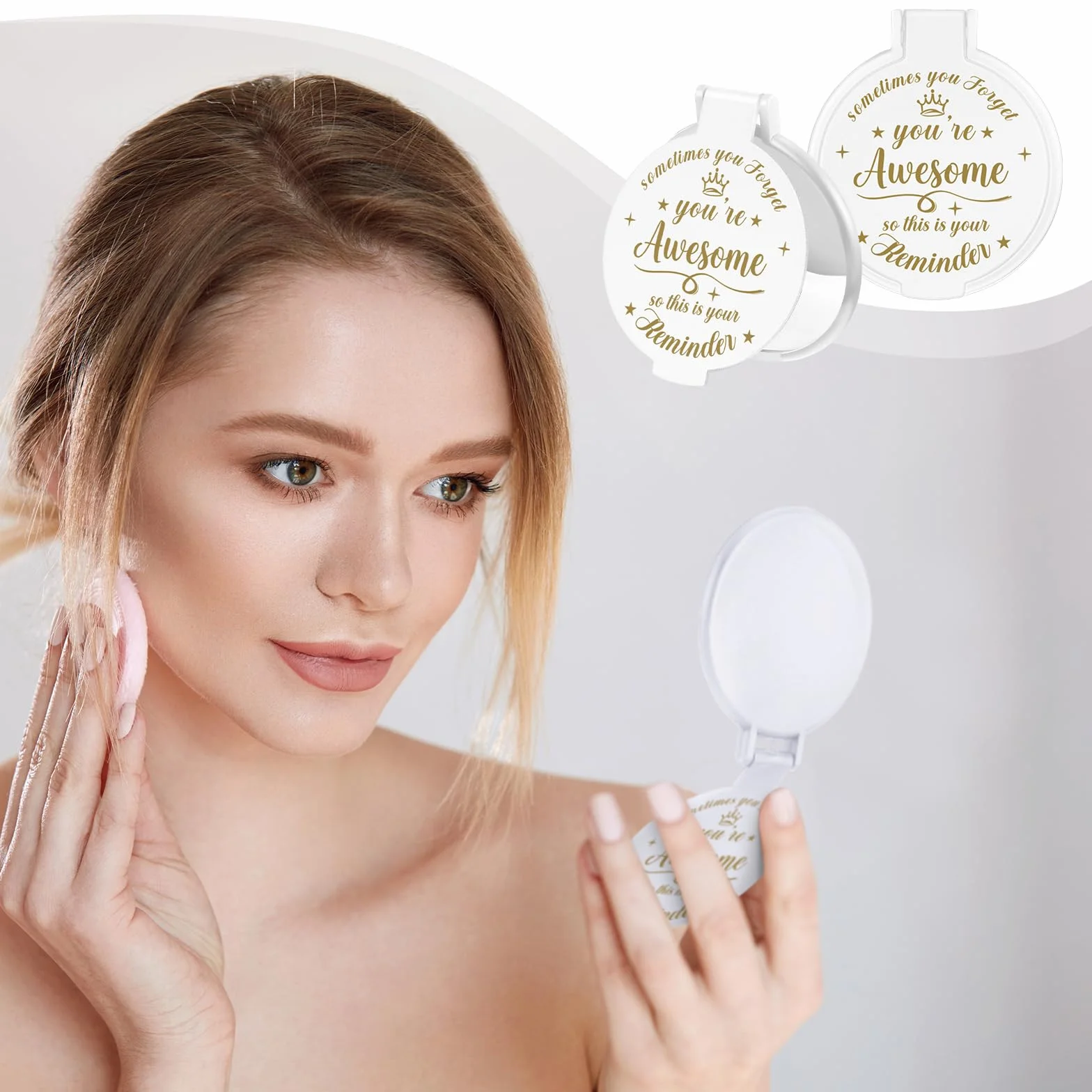 Espejo Compacto Redondo de Cristal para Maquillaje 2.76 Pulgadas, Mini Espejo de Bolsillo Regalo para Mujeres