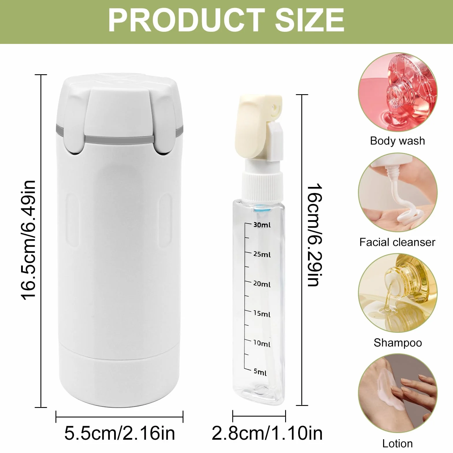 4 en 1 Dispensador de Viaje 30 ml Botellas Recargables Antifugas con Estuche