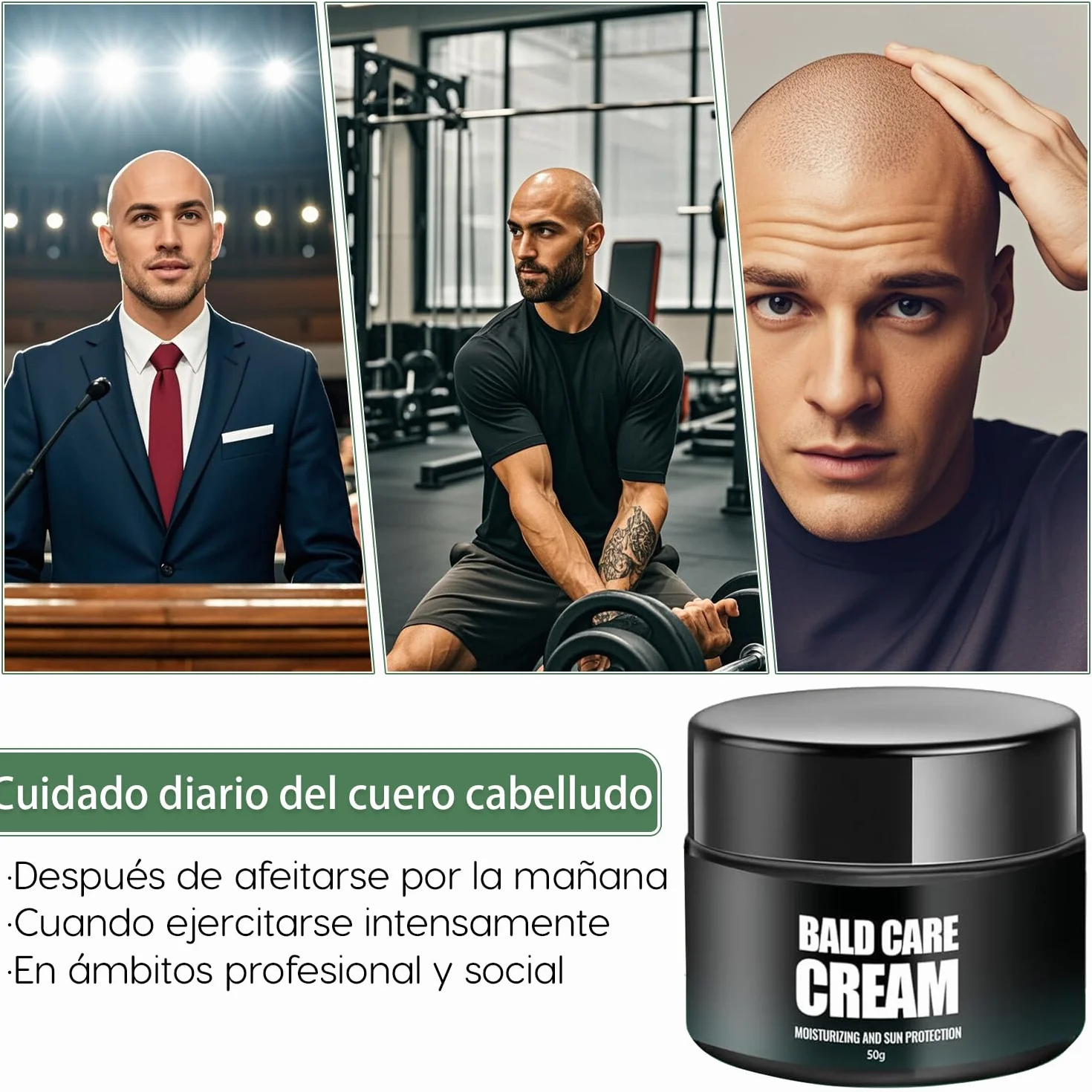 Crema Para La Calvicie Hidratante Calmante Cuero Cabelludo Efecto Antibrillo Matizante Cuidado Diario Hombres Pack de 2