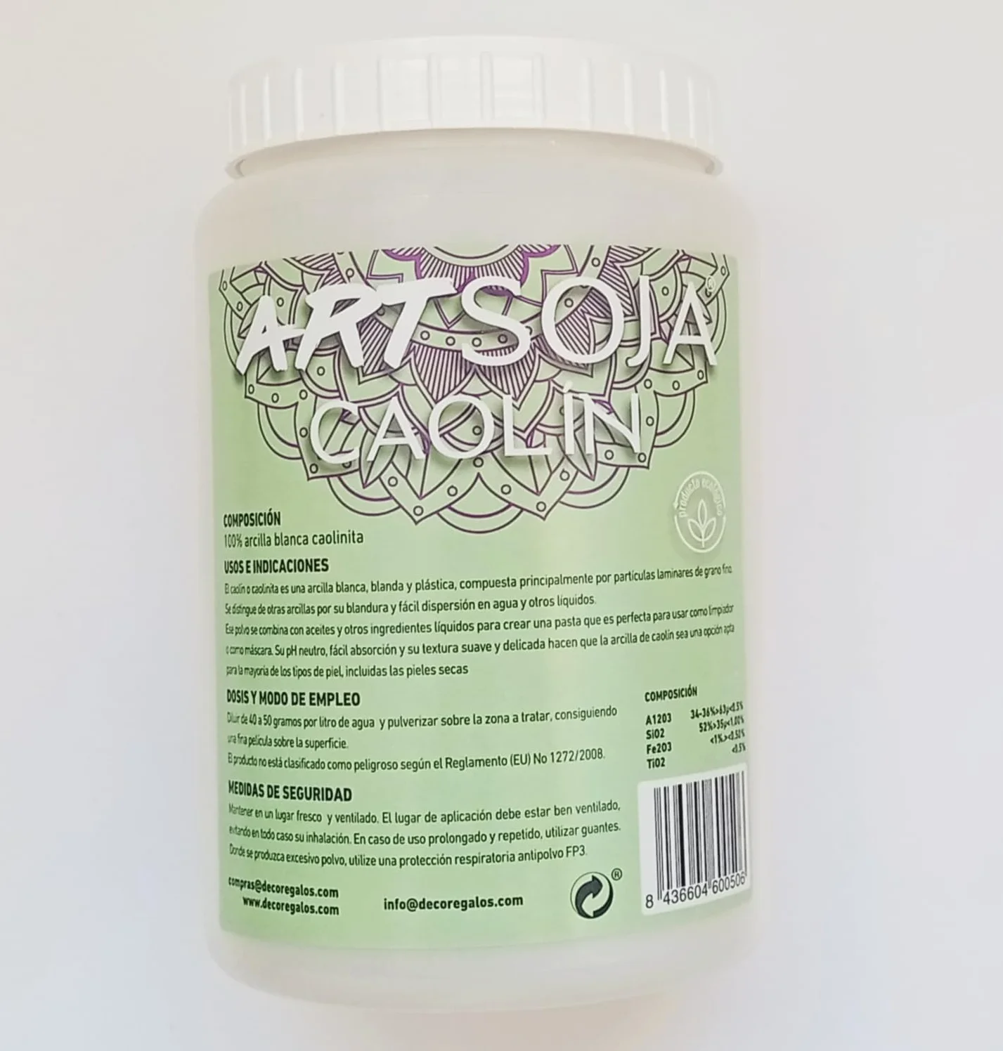 Arcilla Blanca Caolin 1 kg Pura Ecológica en Polvo Natural