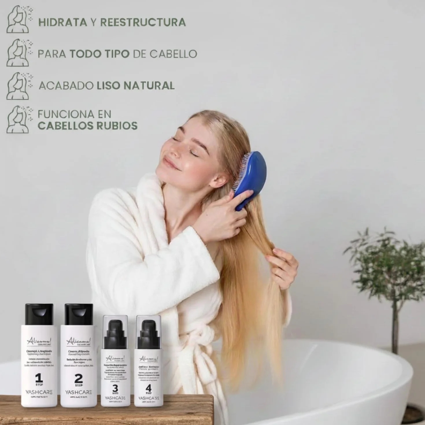 Kit Alisado Organico Vegano Profesional - Champú, Alisador, Mascarilla y Crema Anti Frizz