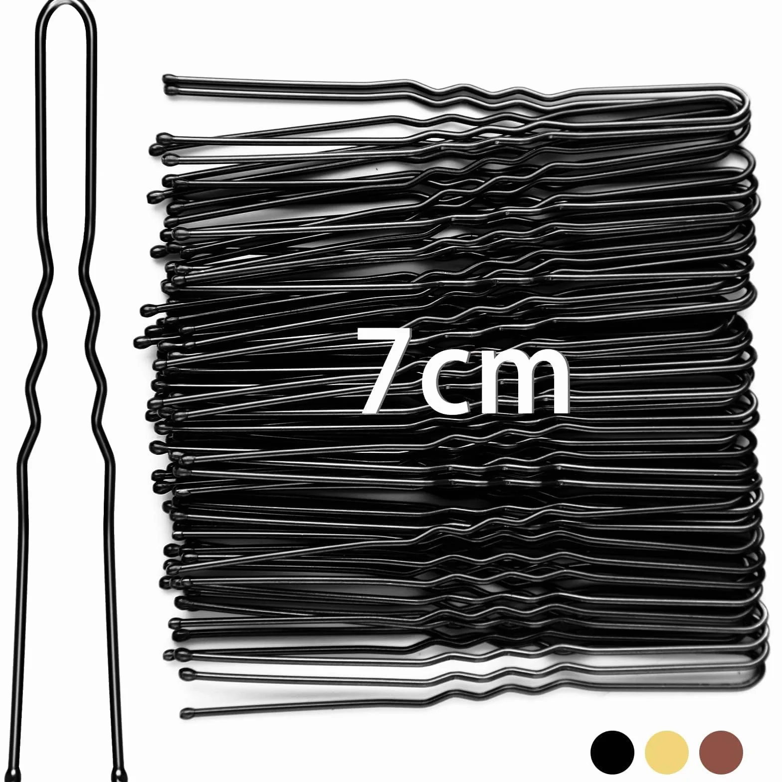 Horquillas para el Pelo Metal 7cm 50 Piezas en U Negro Dorado