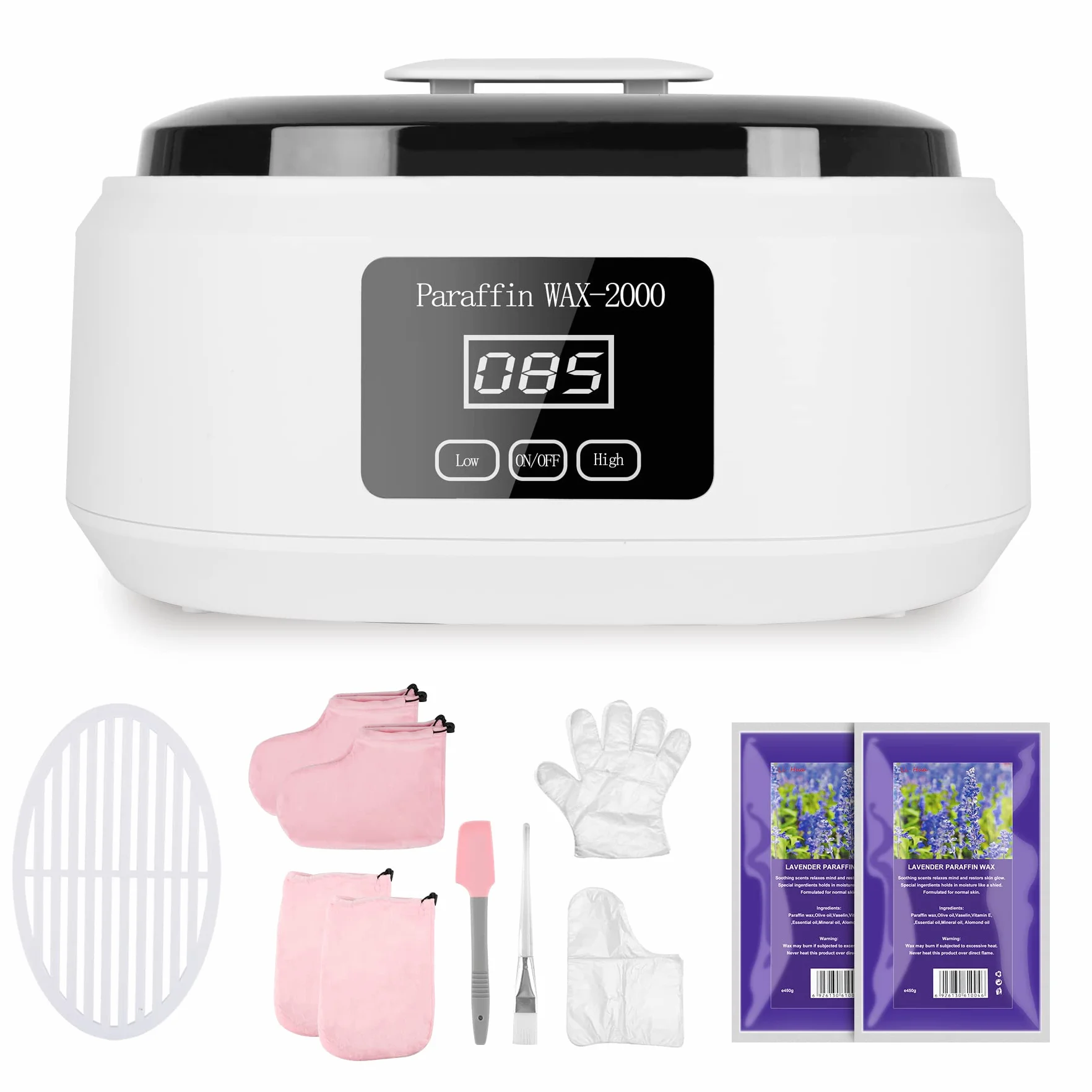 Baño de parafina para manos y pies, 3400 ml Calentador de parafina para piel seca y áspera, maquina parafina con 900 g de cera de parafina y accesorios, Gran regalo de spa - Blanco
