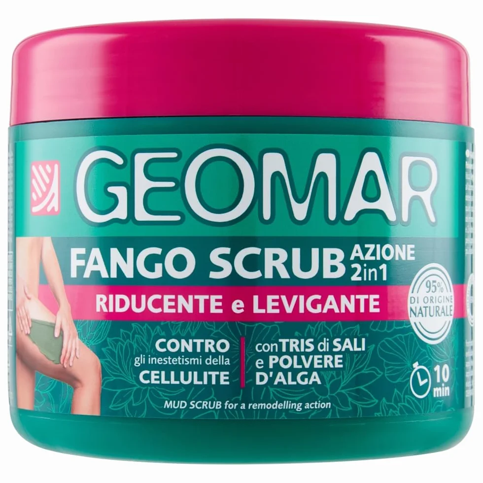 GEOMAR Barro Scrub 2 en 1 Acción Reductora y Alisante Celulitis, 95% Origen Natural, Sales Marinas, 600 g