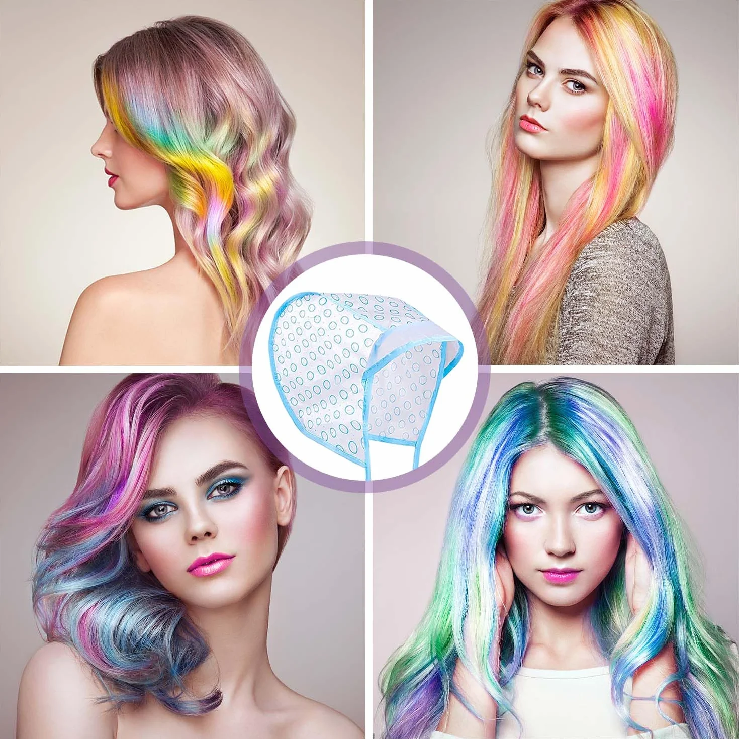 12 Piezas Gorro de Tinte Desechable con Cepillo y Ganchos, Herramienta para Teñir el Cabello en Peluquería y Salón