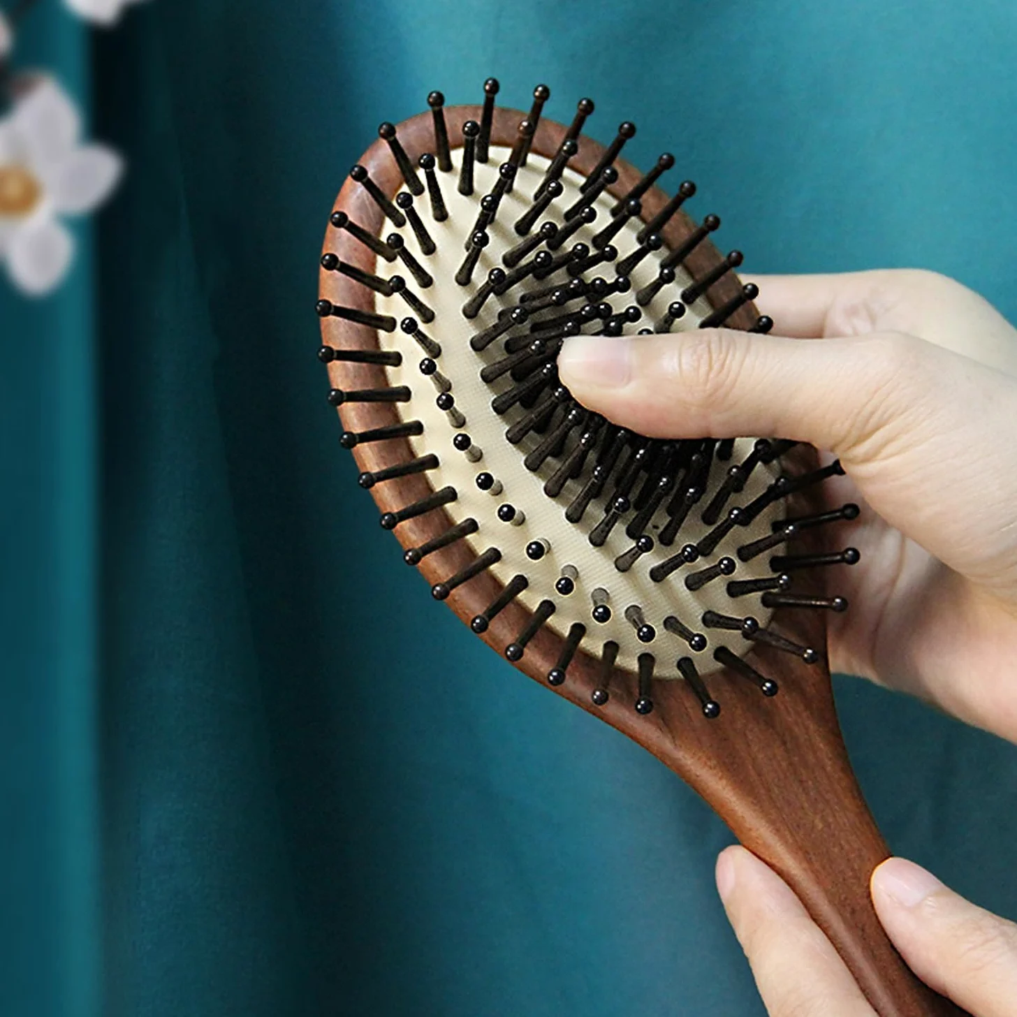 Cepillo para el Cabello, Peine de Masaje de Madera Phoenix Peony, Cepillo para el Cabello antiestático desenredante, cepillos con cojín de Aire, reducción de H