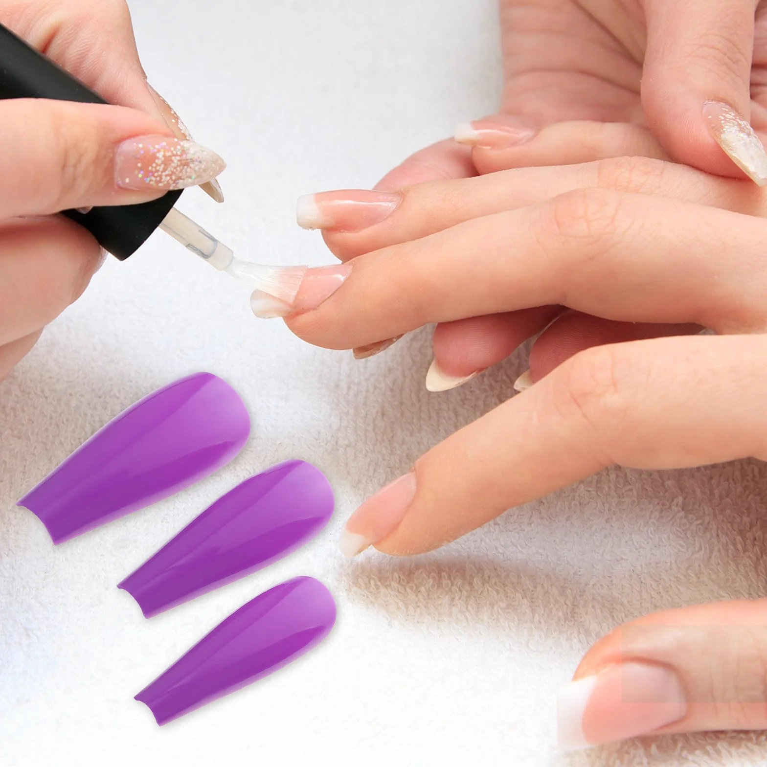 1 caja Uñas Postizas Largas Mate y Brillo Compartimentos Cubrimiento Total Accesorios para Arte de Uñas Fácil Aplicación y Diseño Sólido para DIY