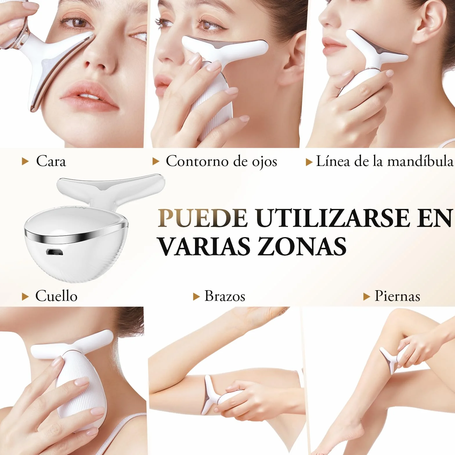 ANLAN Masajeador Facial Antiarrugas con Calor Luz LED EMS Lifting para Cuello (45°C)