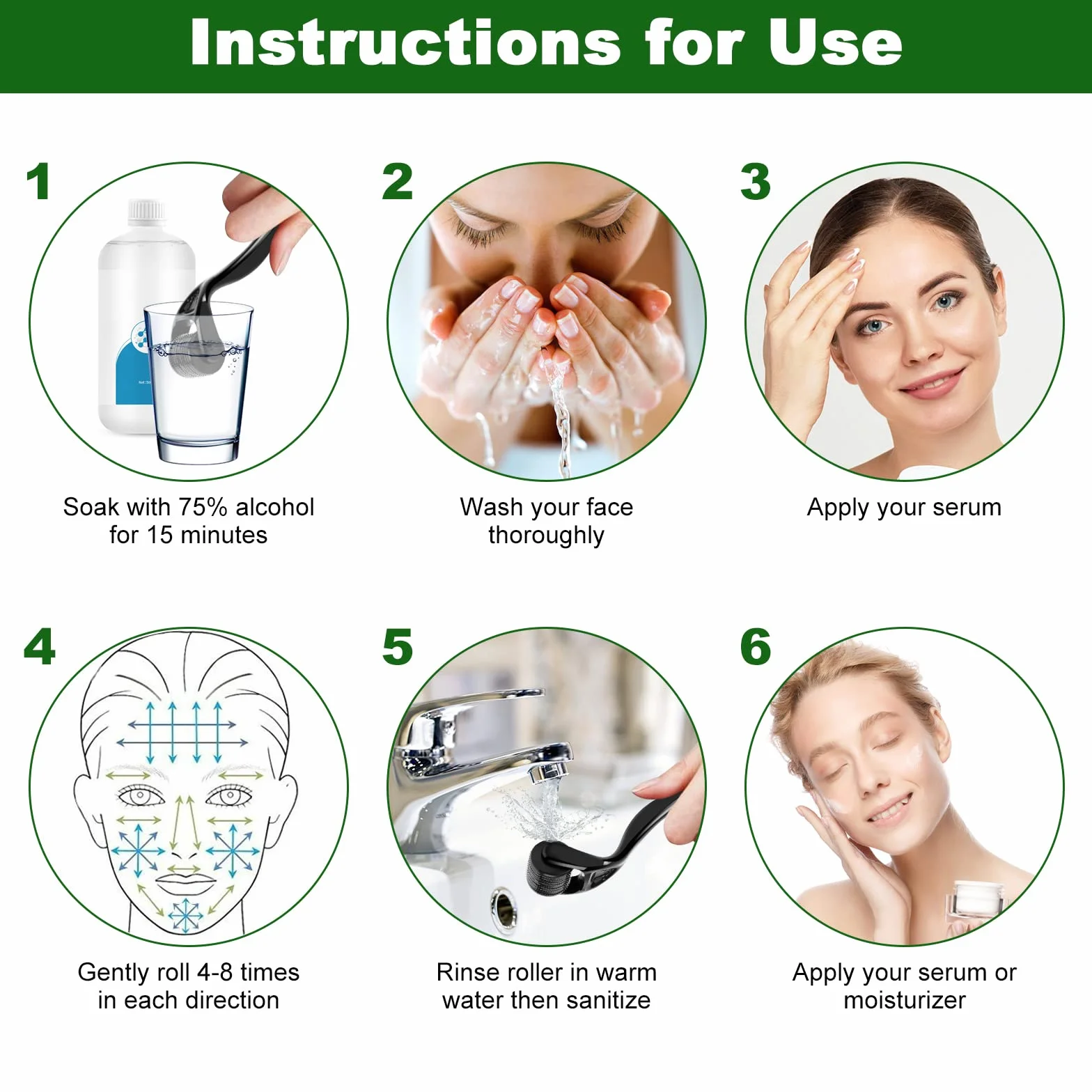 URAQT Dermaroller Microagujas 0.5mm Rodillo Derma Titanio Cara Cuerpo Anti-Edad