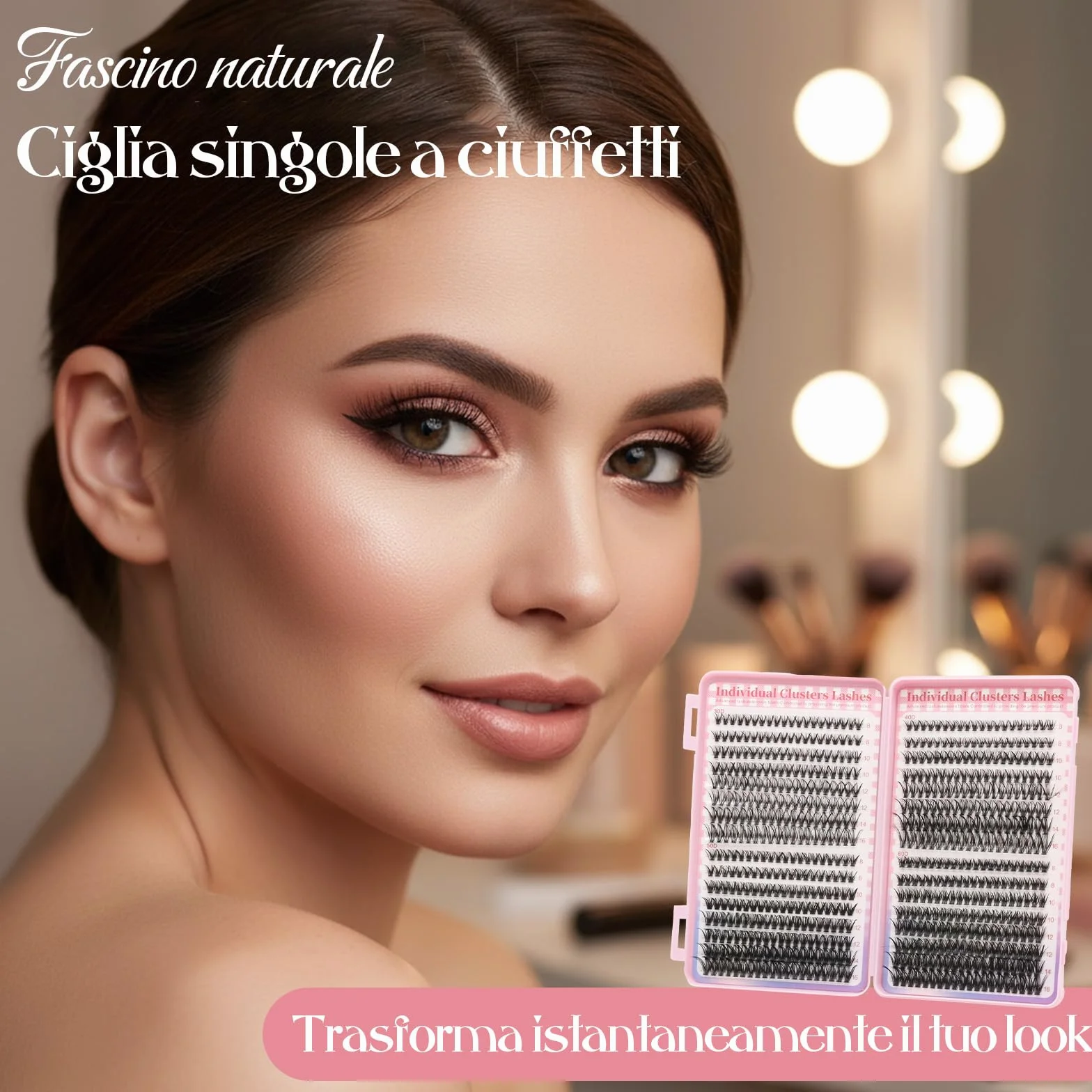 VEGCOO Cluster Lashes 640 Unds 30+40+50+60D Pestañas Postizas Naturales Individuales Tipo Racimo Ruso (8-16 mm)
