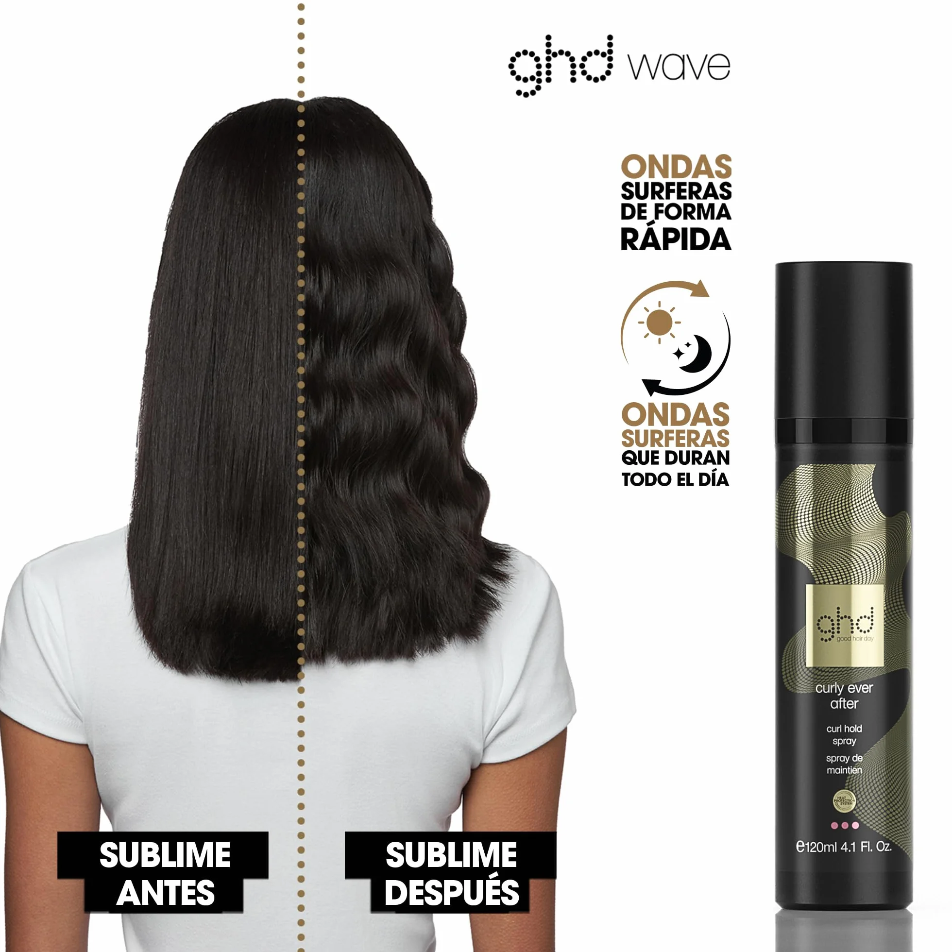 GHD Curly Ever After Spray Profesional para Fijar y Crear Rizos y Ondas, 120ml