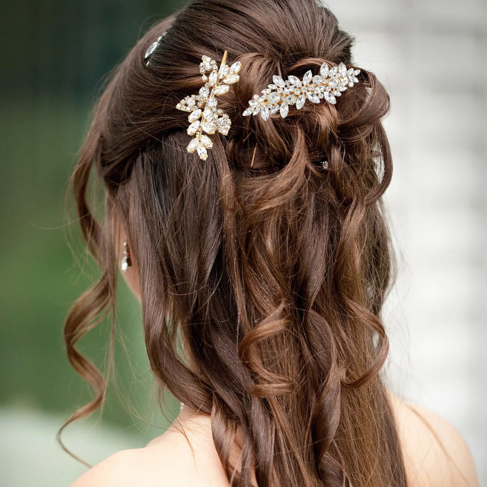 Accesorios para el cabello con diamantes de imitación dorados, pinzas brillantes para novia, horquillas de cristal