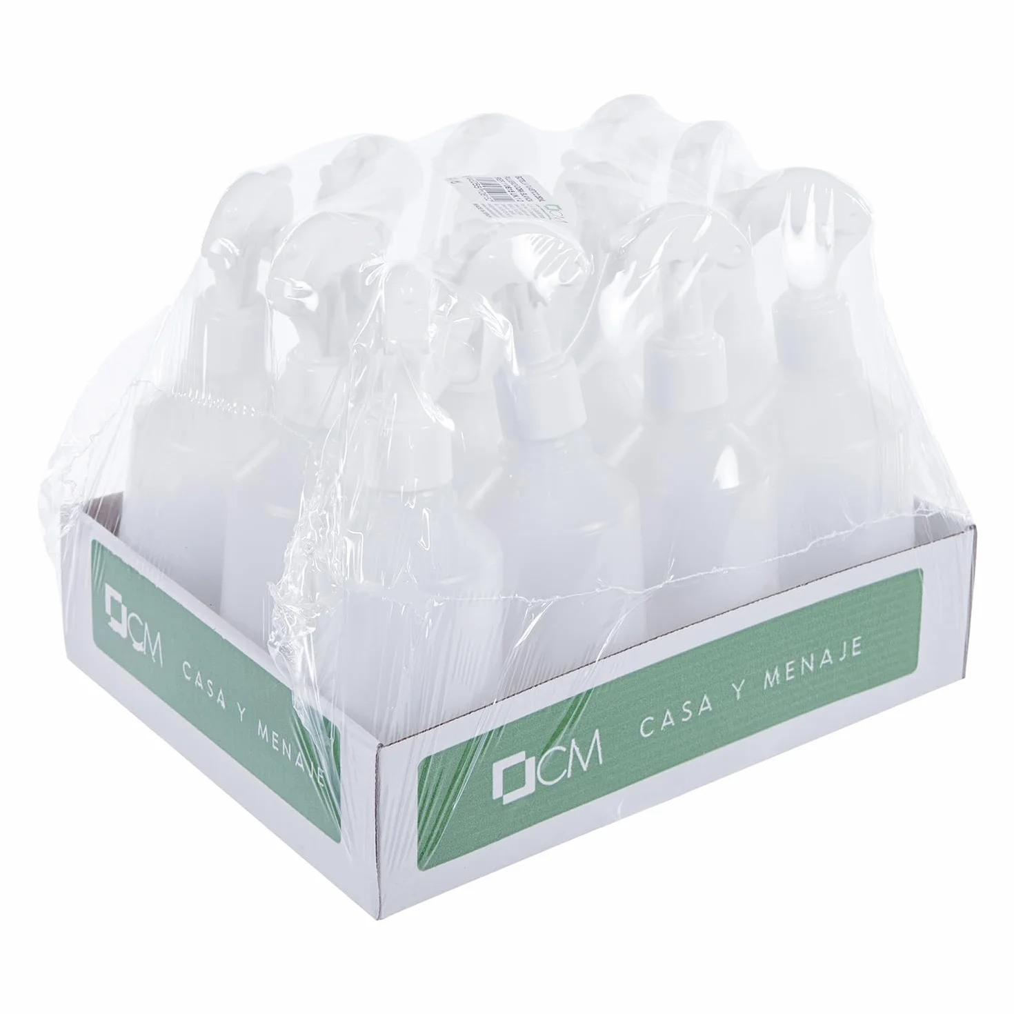 TWO TIGERS Botellas Pulverizador 250 ml Blancas Pack 12 Unidades Pistola Vaporizar Líquidos Plástico 19x6 cm