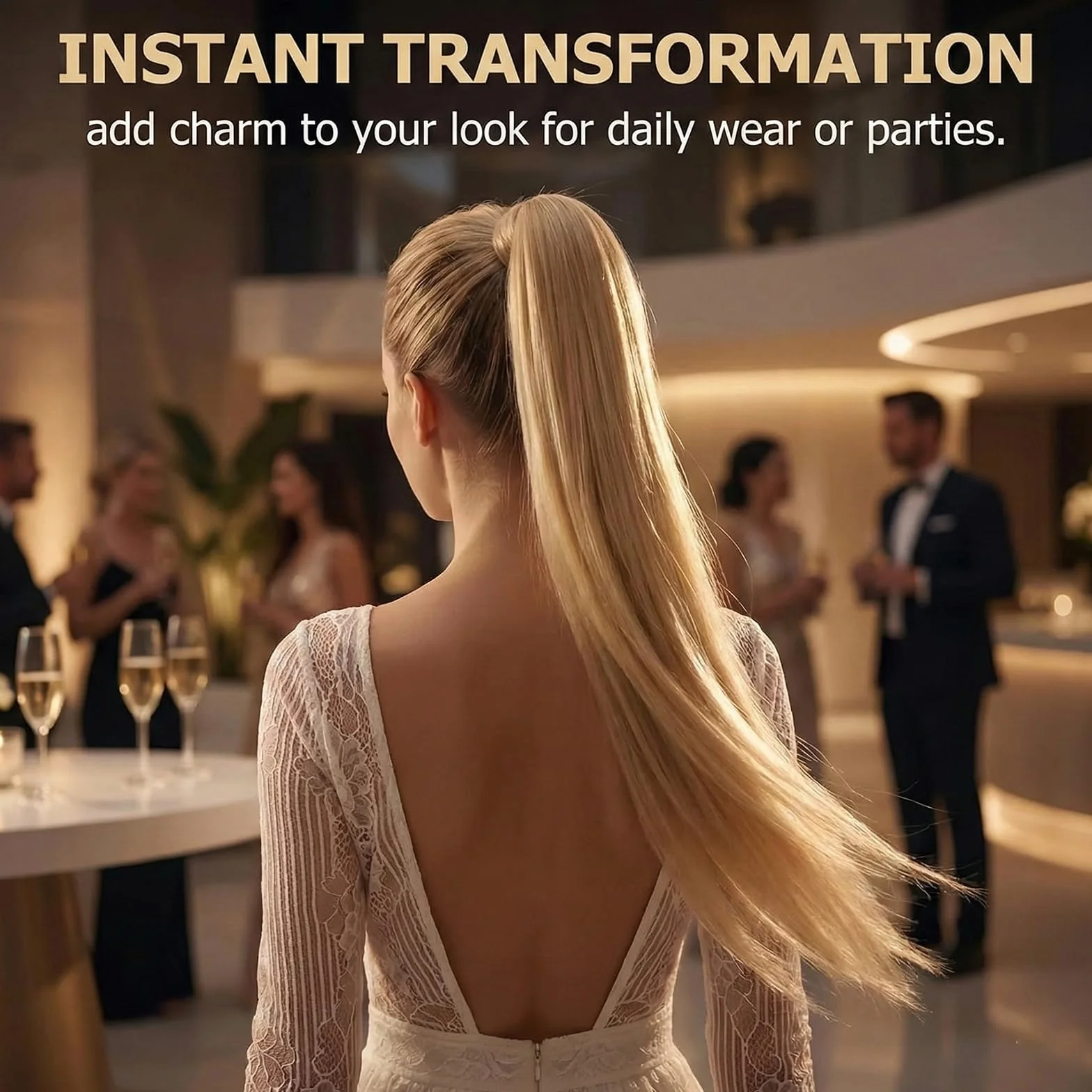 Coleta Postiza Rubia de Pelo Natural con Bolsa de Regalo – Extension de Cabello tipo Ponytail Humano Larga