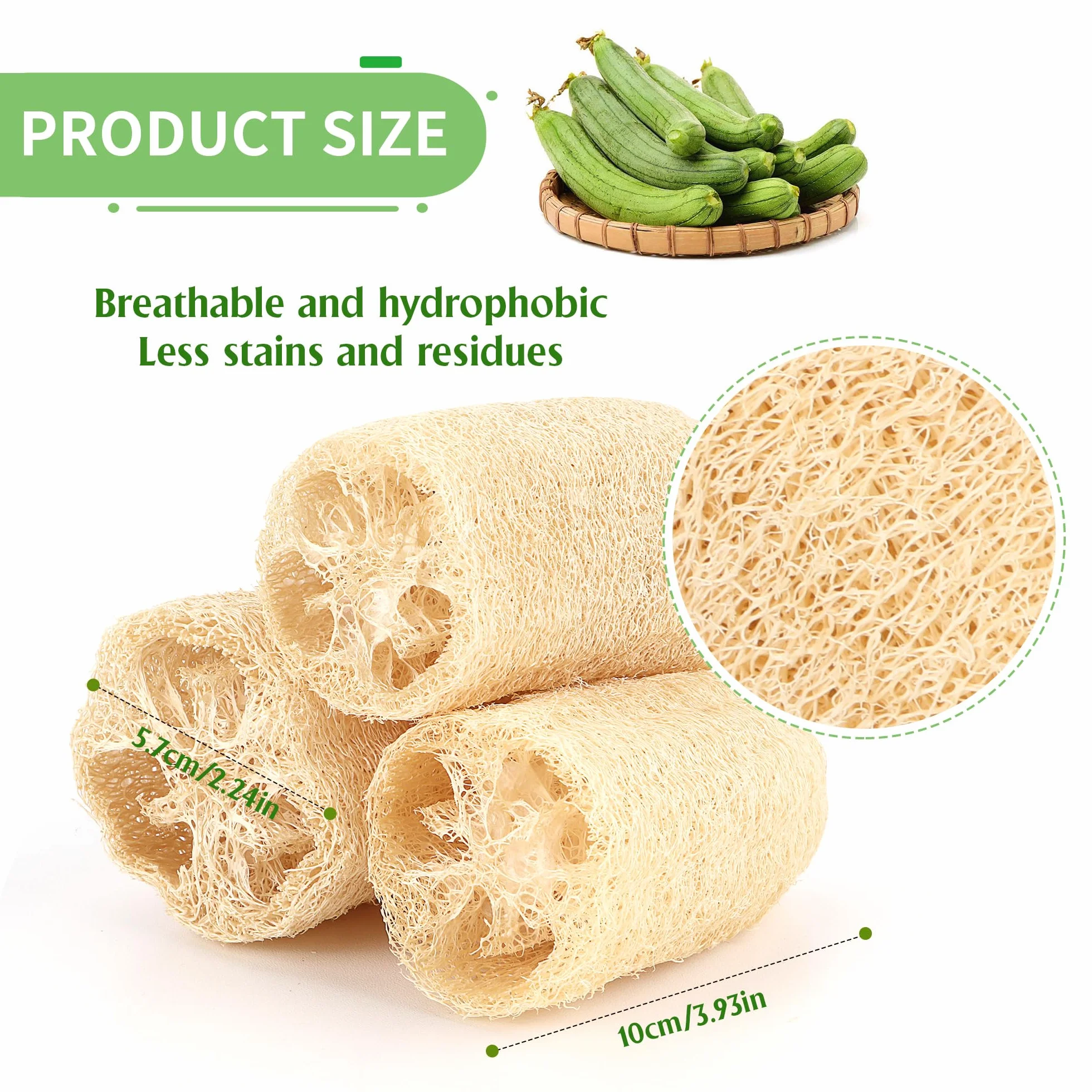 Esponjas de Luffa Naturales 6 PCS, Esponja Exfoliante para Ducha y Cocina